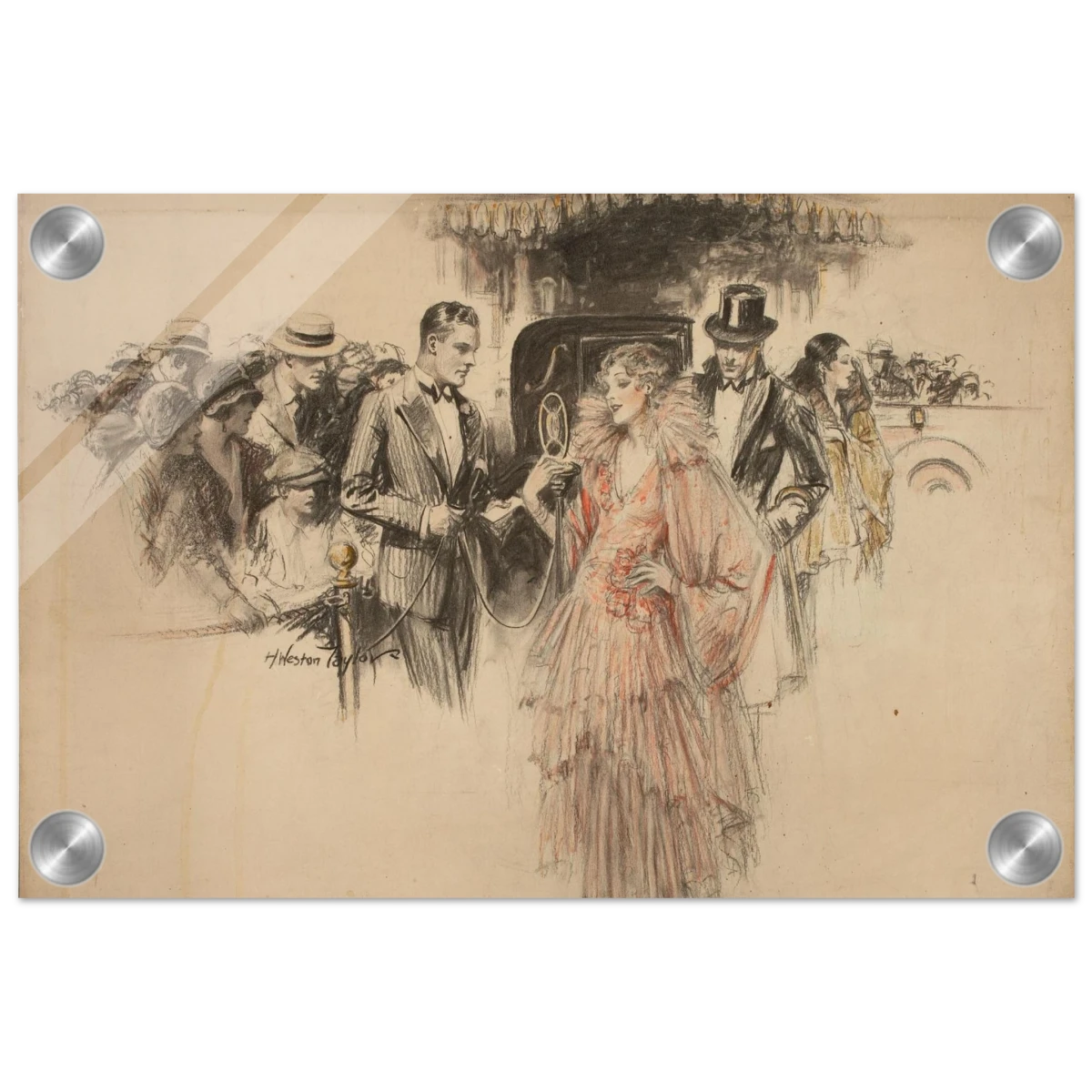 "The Arrival" – Gilded Age Fashion & Society by H. Weston Taylor | Vintage Illustration Wall Art Print - Acrylic Print - 20x30 cm / 8x12″ -