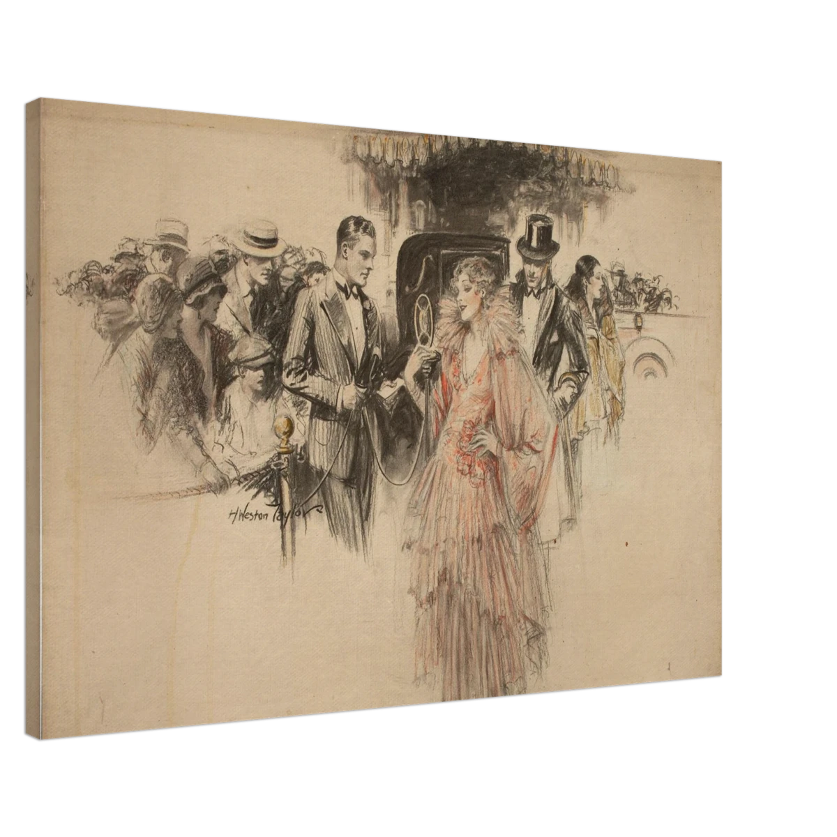 "The Arrival" – Gilded Age Fashion & Society by H. Weston Taylor | Vintage Illustration Wall Art Print - Canvas - 60x90 cm / 24x36″ -