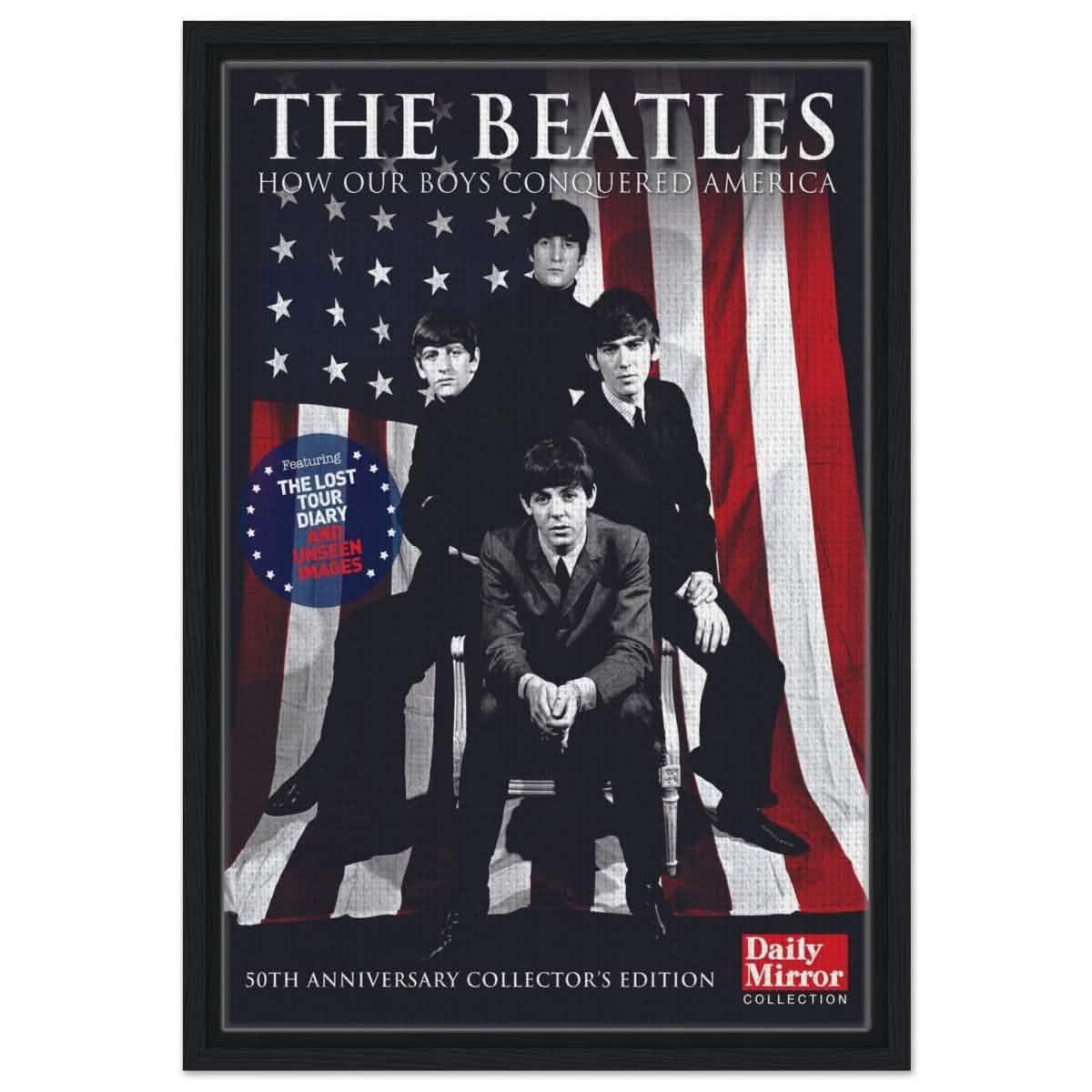 The Beatles | Da Vinci Pop Art wall art print | Rock Music - Framed Canvas - 40x60 cm / 16x24″ - Black frame