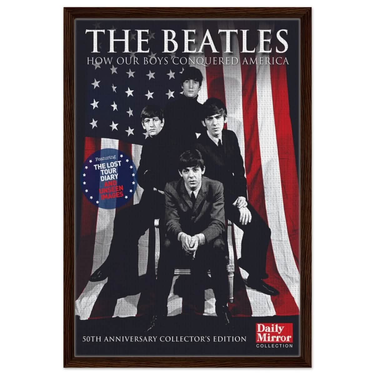 The Beatles | Da Vinci Pop Art wall art print | Rock Music - Framed Canvas - 50x75 cm / 20x30″ - Dark wood frame