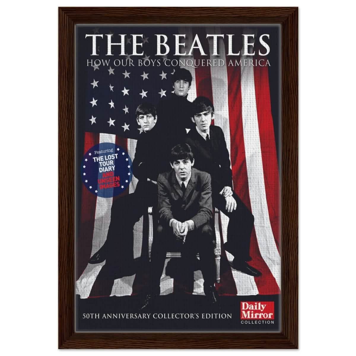 The Beatles | Da Vinci Pop Art wall art print | Rock Music - Framed Canvas - 30x45 cm / 12x18″ - Dark wood frame