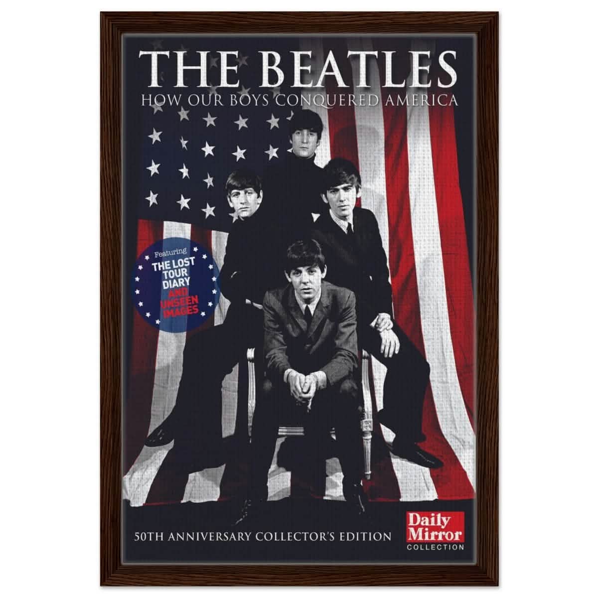 The Beatles | Da Vinci Pop Art wall art print | Rock Music - Framed Canvas - 40x60 cm / 16x24″ - Dark wood frame