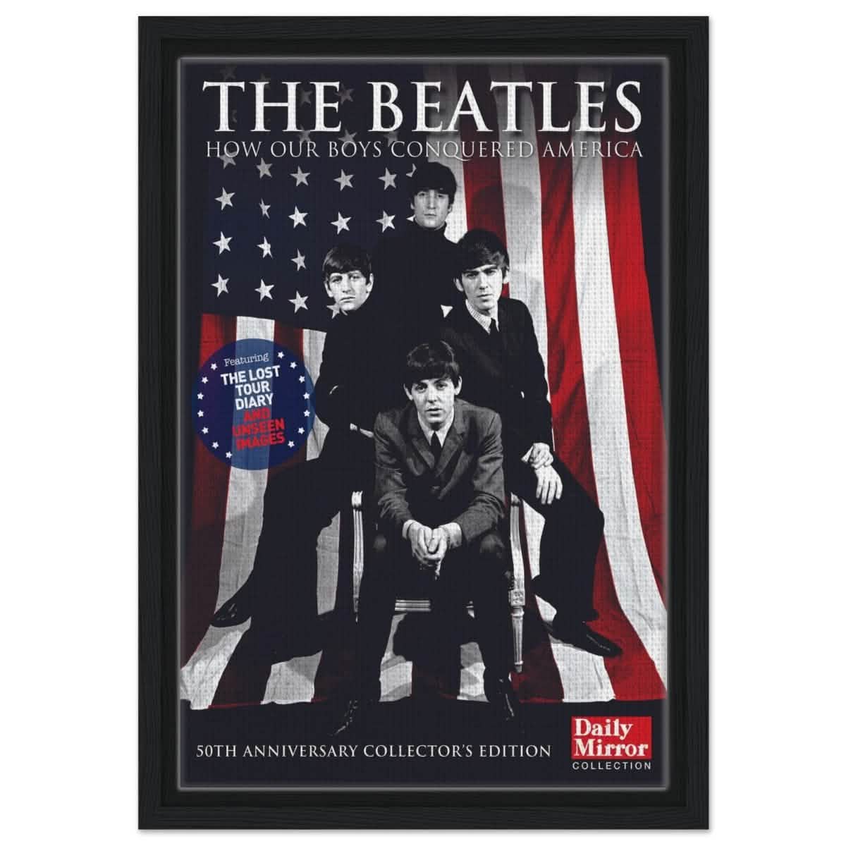 The Beatles | Da Vinci Pop Art wall art print | Rock Music - Framed Canvas - 30x45 cm / 12x18″ - Black frame