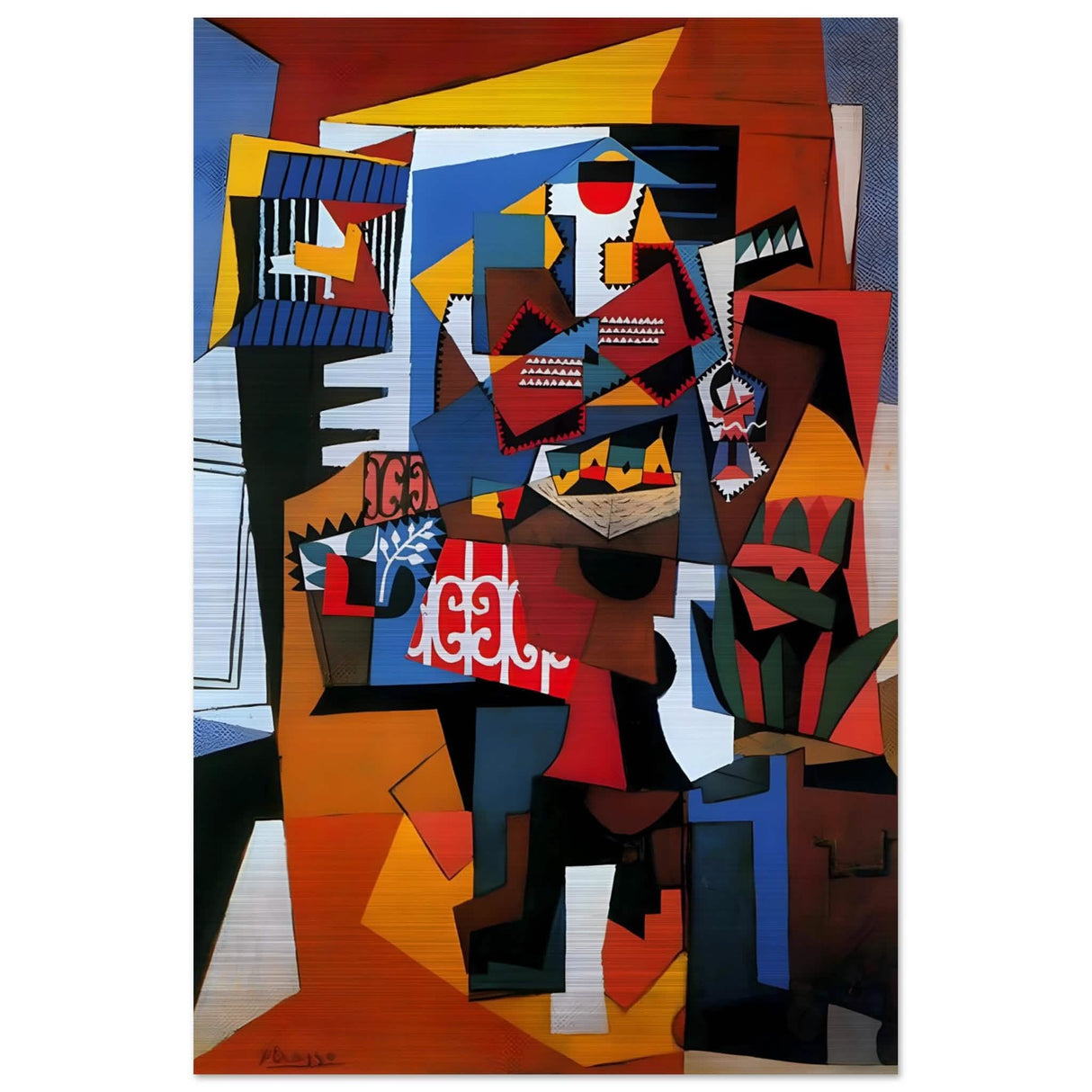 The Bird Cage by Pablo Picasso 1923 - Brushed Aluminum Print - 50x75 cm / 20x30″ -