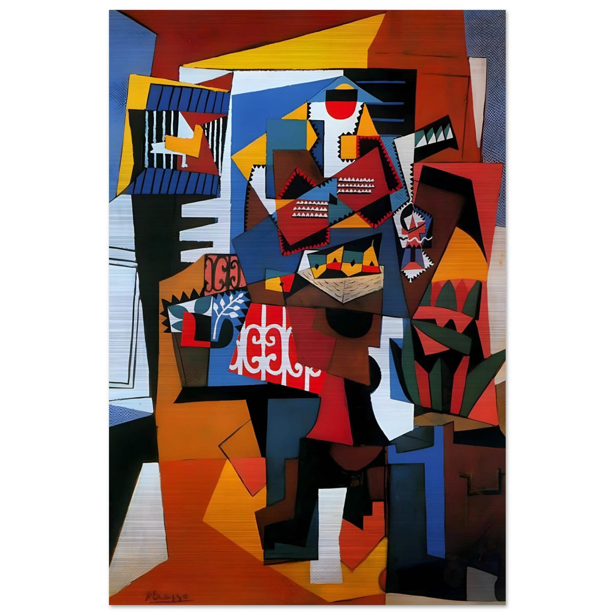 The Bird Cage by Pablo Picasso 1923 - Brushed Aluminum Print - 30x45 cm / 12x18″ -