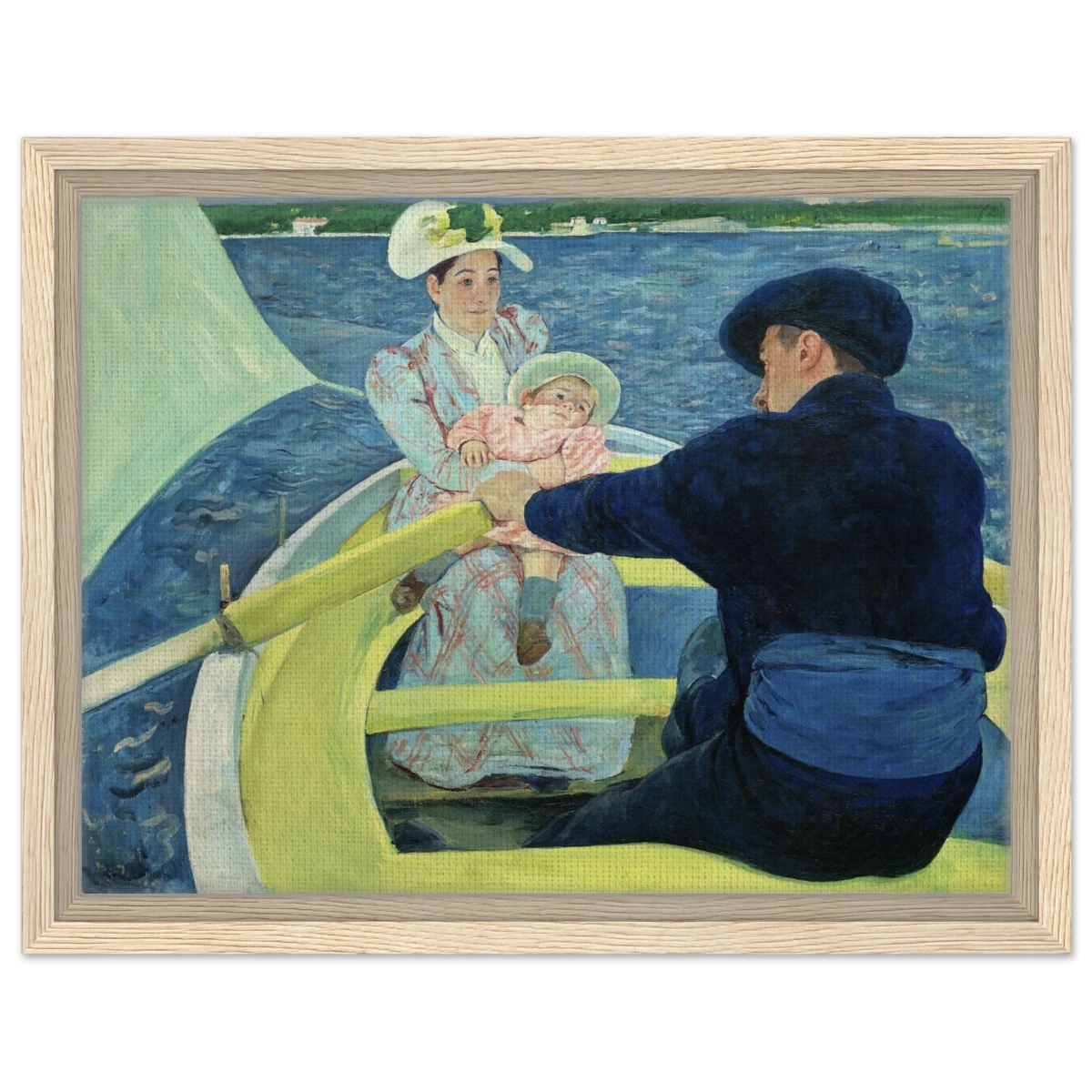 The Boating Party by Mary Cassatt | Vintage Art Print - Framed Canvas - 30x40 cm / 12x16″ - Wood frame