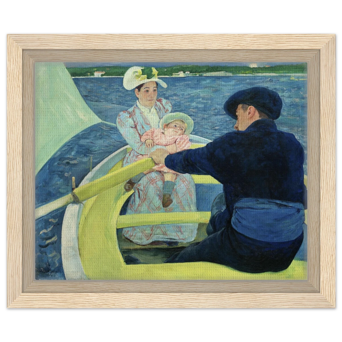 The Boating Party by Mary Cassatt | Vintage Art Print - Framed Canvas - 20x25 cm / 8x10″ - Wood frame