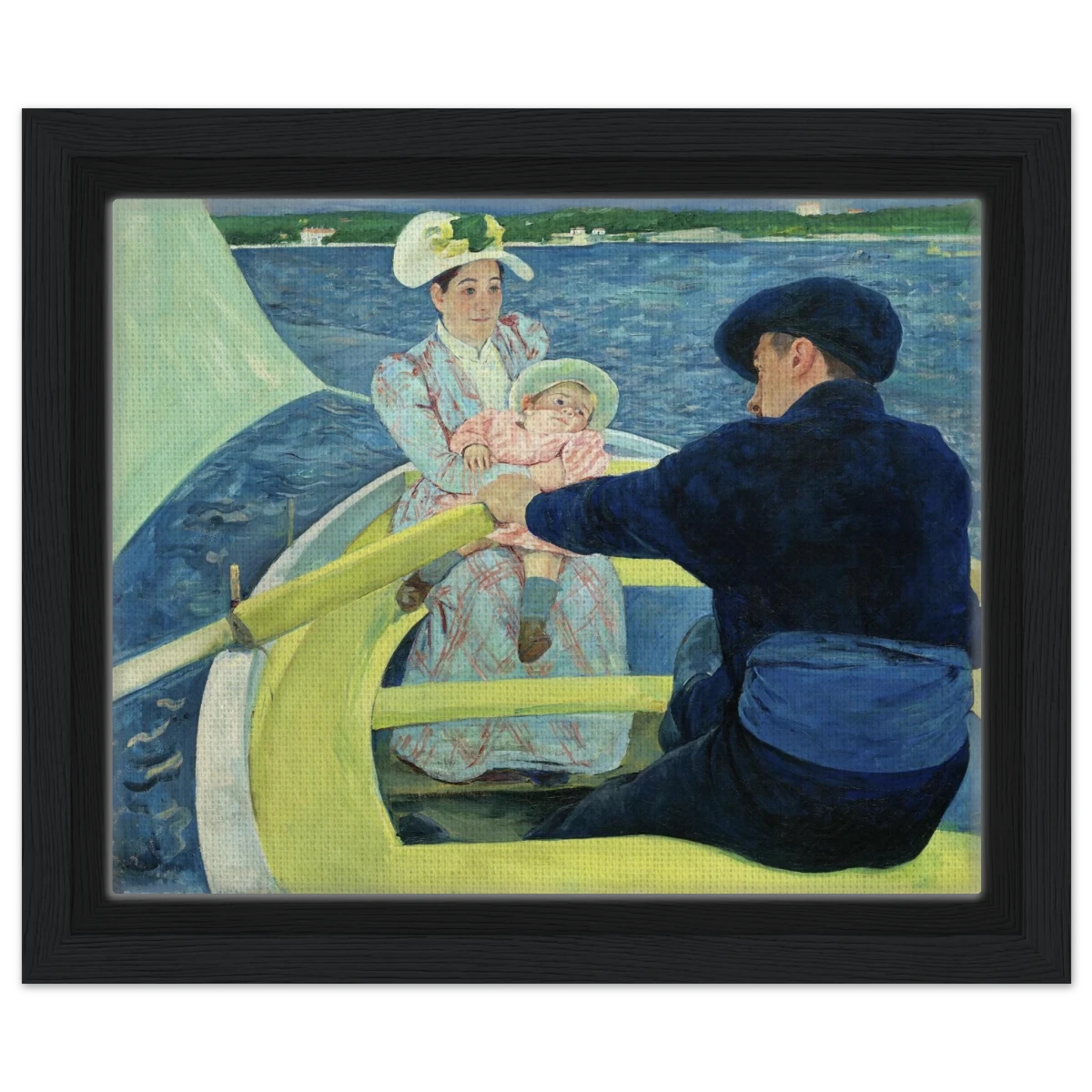 The Boating Party by Mary Cassatt | Vintage Art Print - Framed Canvas - 20x25 cm / 8x10″ - Black frame