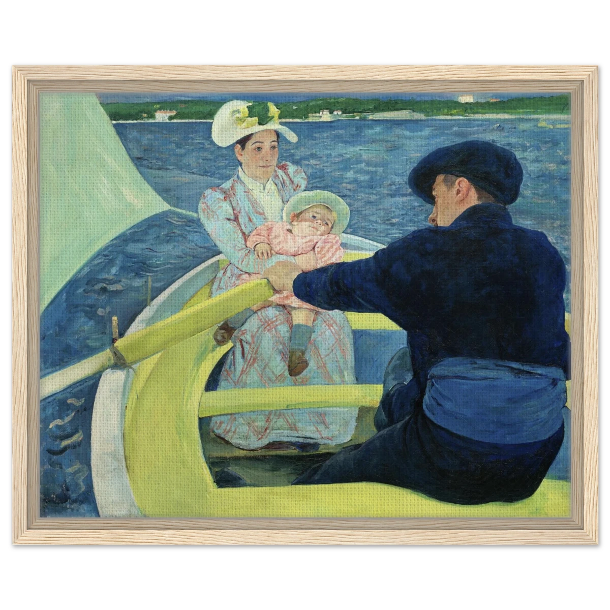 The Boating Party by Mary Cassatt | Vintage Art Print - Framed Canvas - 40x50 cm / 16x20″ - Wood frame
