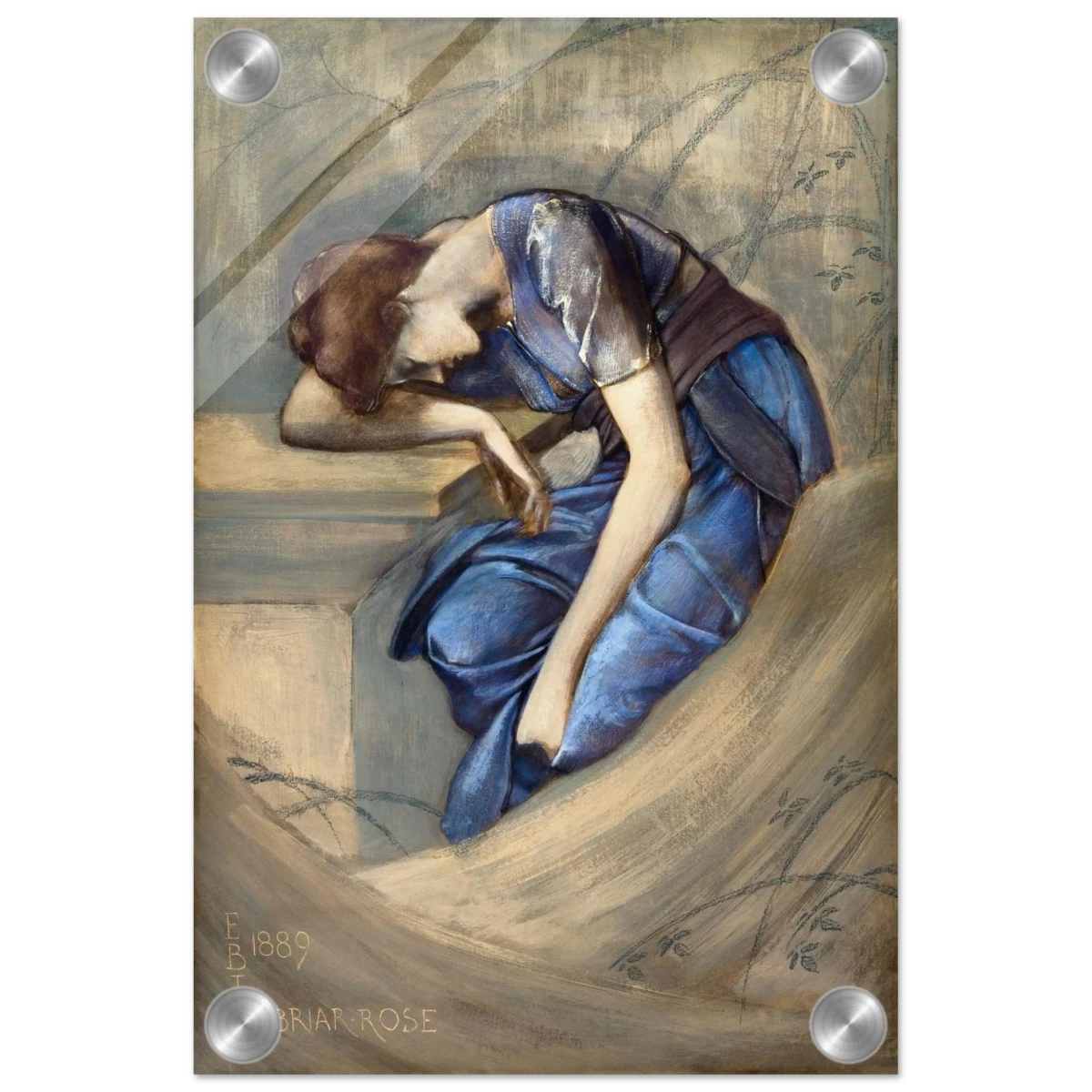 The Briar Rose Series – Study for The Garden Court (1889) by Sir Edward Burne - Jones | Wall art Print - Acrylic Print - 20x30 cm / 8x12″ -