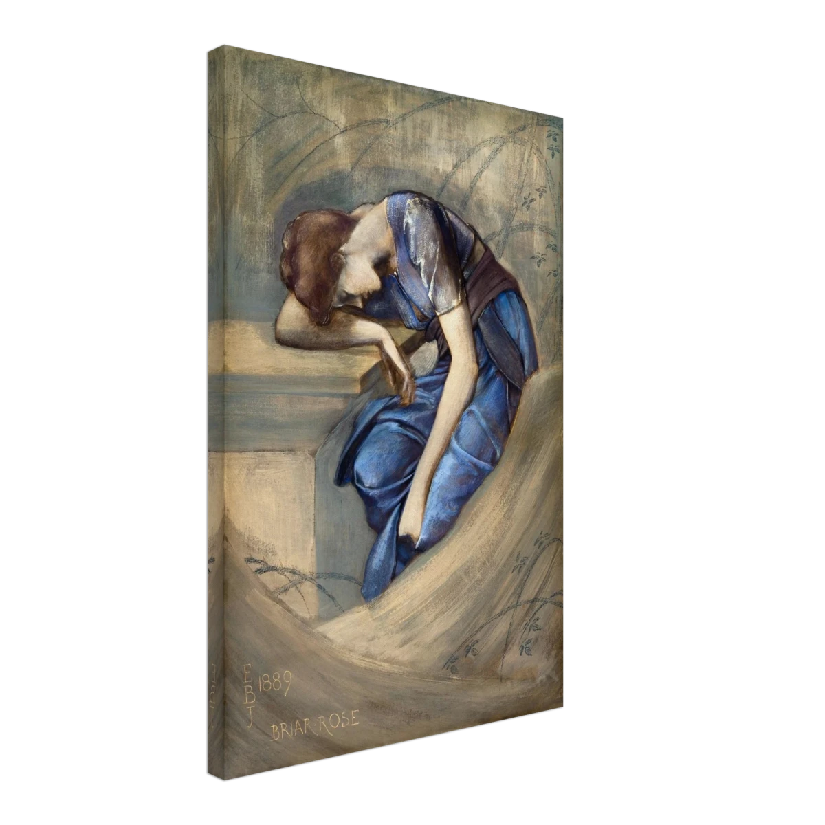 The Briar Rose Series – Study for The Garden Court (1889) by Sir Edward Burne - Jones | Wall art Print - Canvas - 40x60 cm / 16x24″ -