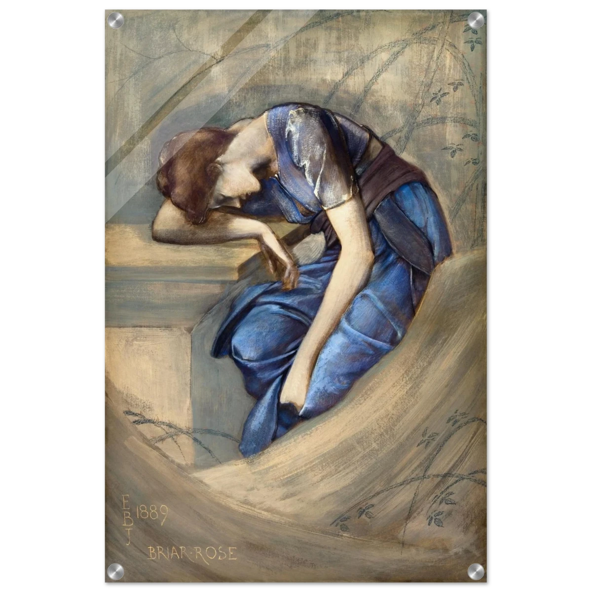 The Briar Rose Series – Study for The Garden Court (1889) by Sir Edward Burne - Jones | Wall art Print - Acrylic Print - 50x75 cm / 20x30″ -