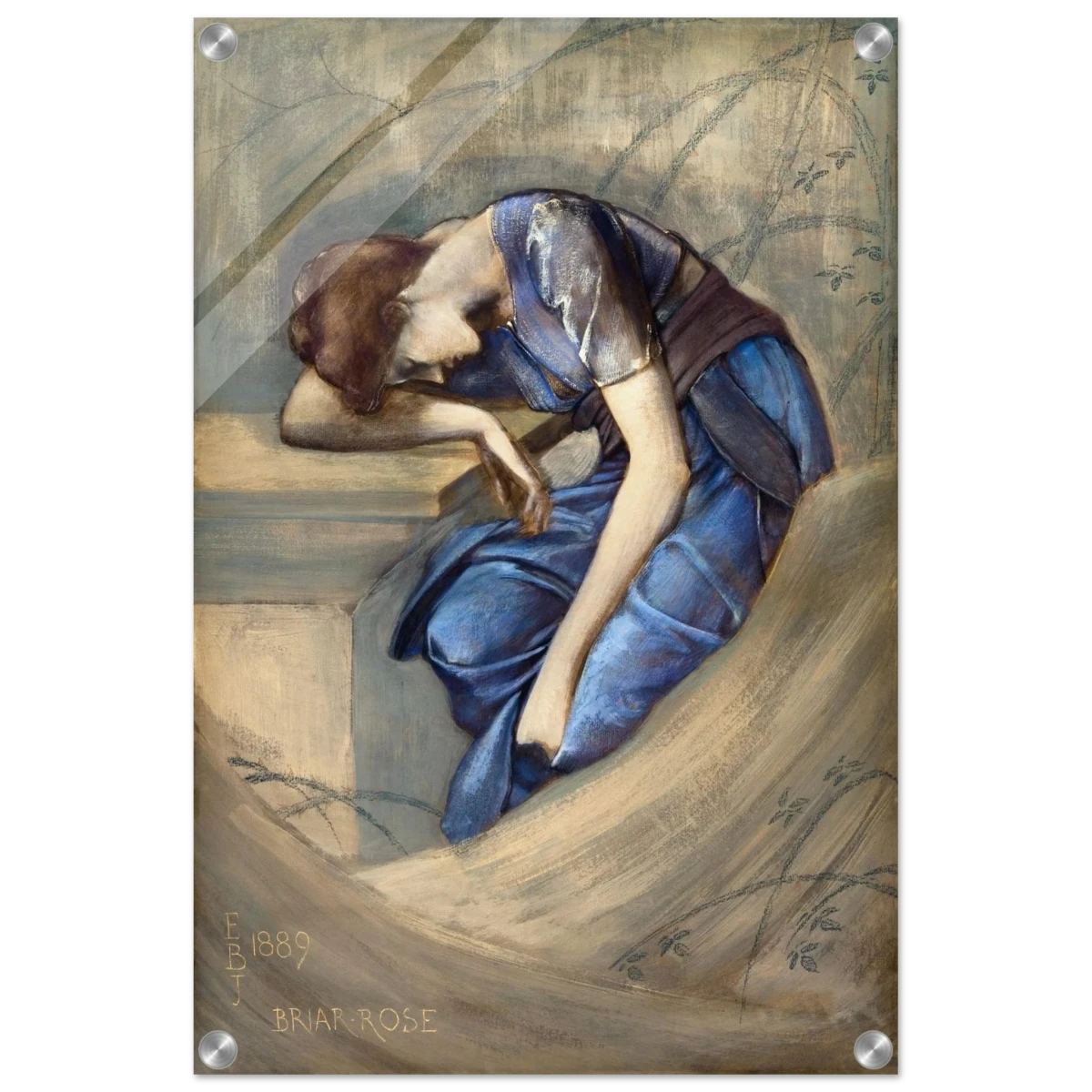 The Briar Rose Series – Study for The Garden Court (1889) by Sir Edward Burne - Jones | Wall art Print - Acrylic Print - 40x60 cm / 16x24″ -