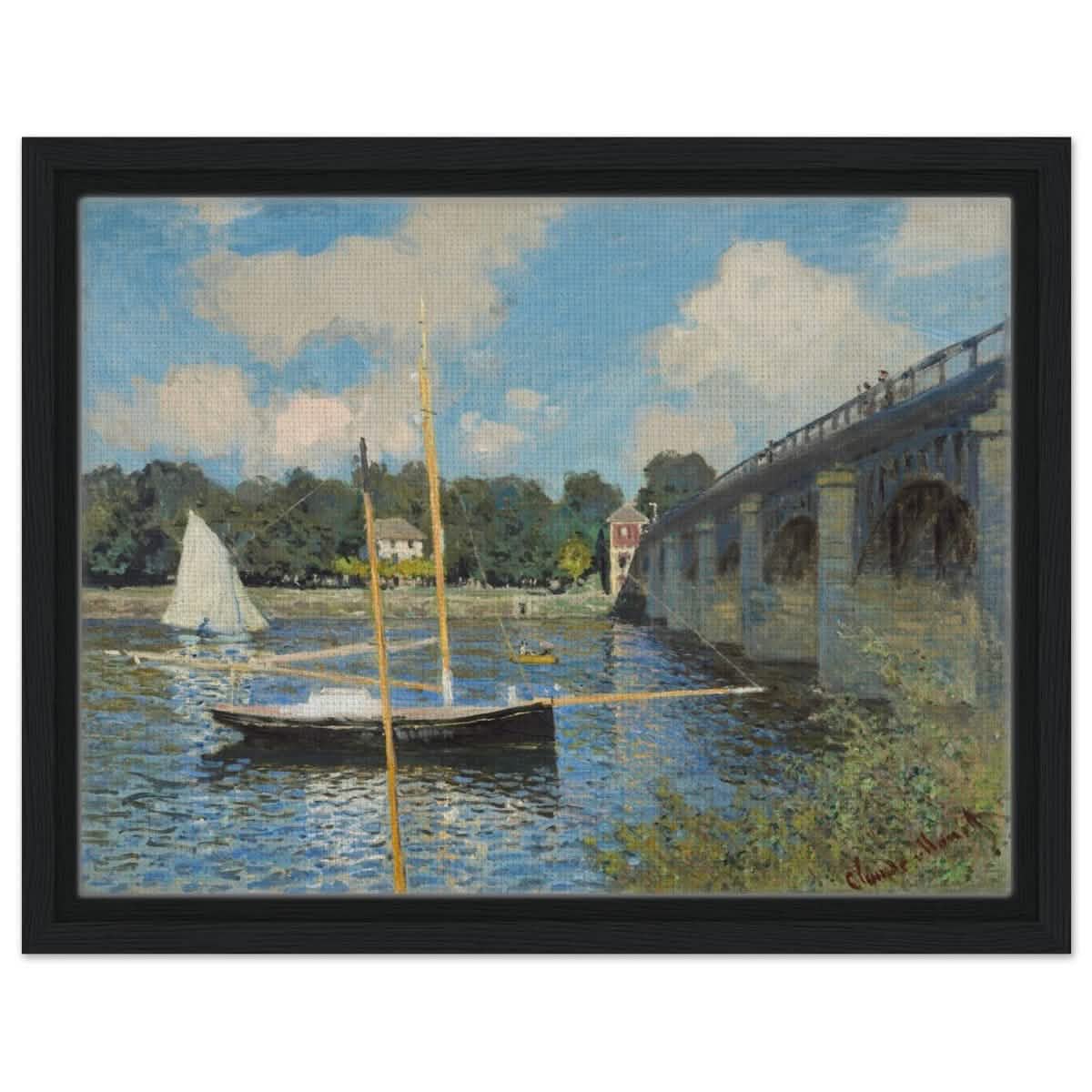 The Bridge at Argenteuil (1874) by Claude Monet | Wall Art Print - 30x40 cm / 12x16″ - Framed Canvas - Black frame