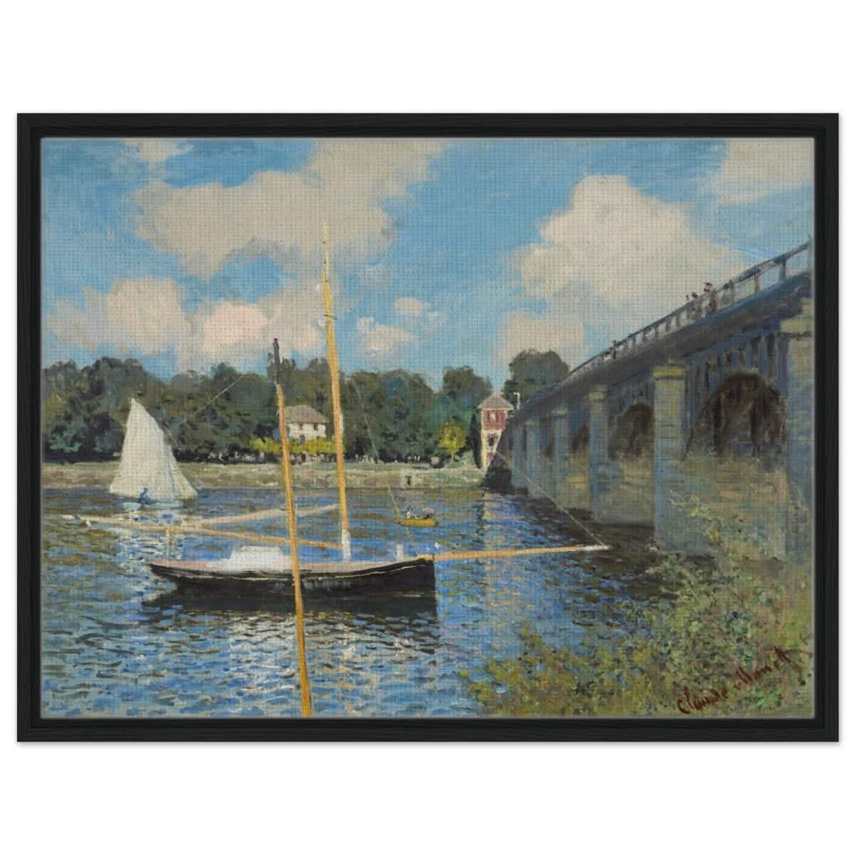 The Bridge at Argenteuil (1874) by Claude Monet | Wall Art Print - 60x80 cm / 24x32″ - Framed Canvas - Black frame