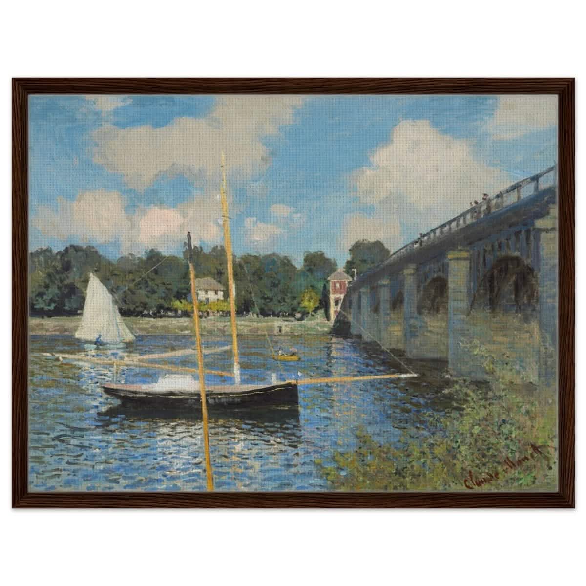 The Bridge at Argenteuil (1874) by Claude Monet | Wall Art Print - 60x80 cm / 24x32″ - Framed Canvas - Dark wood frame