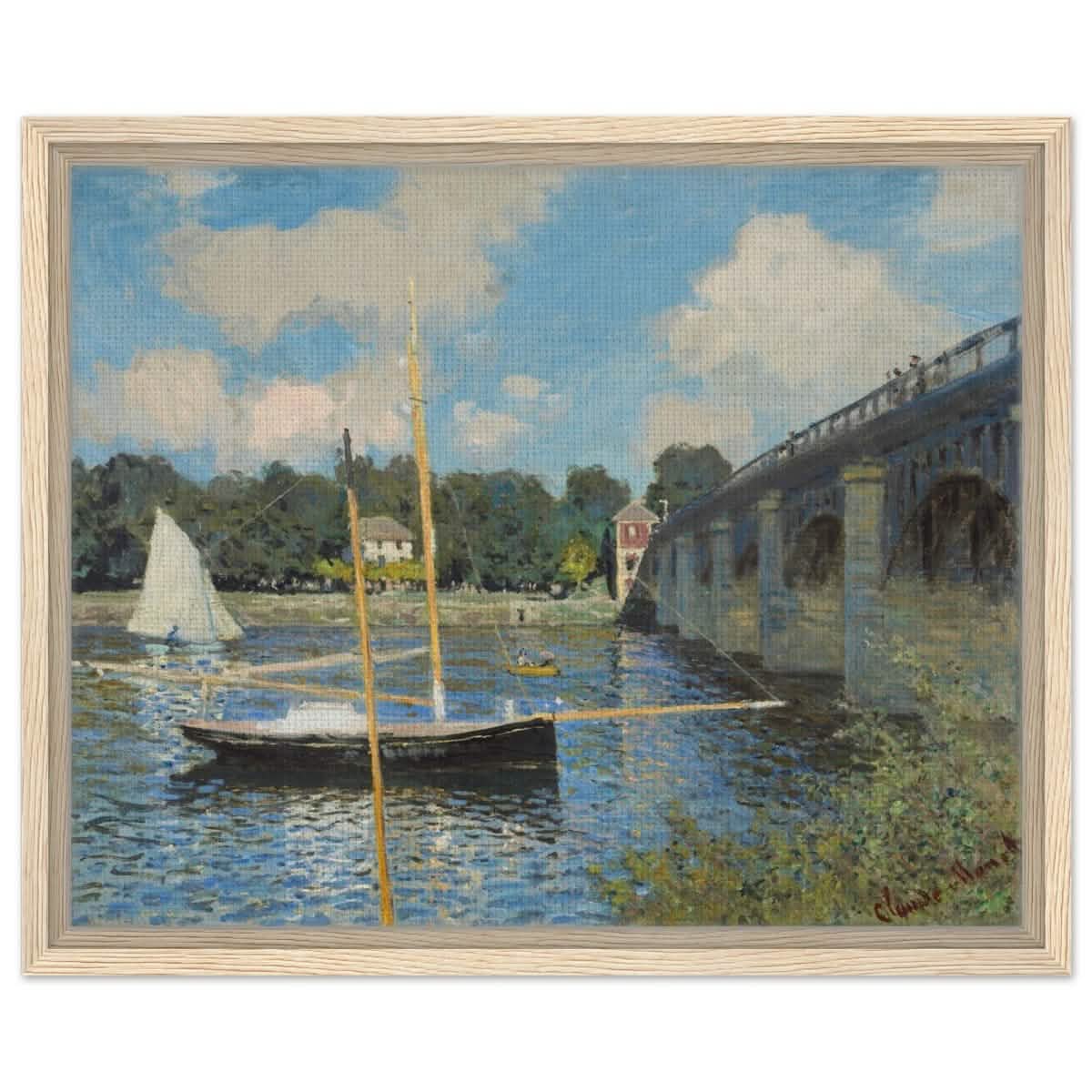 The Bridge at Argenteuil (1874) by Claude Monet | Wall Art Print - 40x50 cm / 16x20″ - Framed Canvas - Wood frame