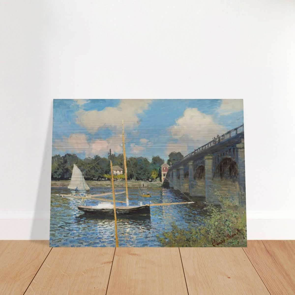 The Bridge at Argenteuil (1874) by Claude Monet | Wall Art Print - 30x40 cm / 12x16″ - Brushed Aluminum Print -