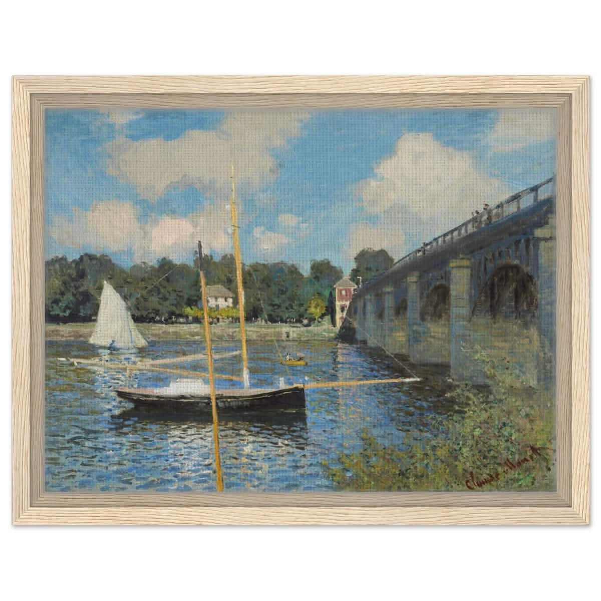 The Bridge at Argenteuil (1874) by Claude Monet | Wall Art Print - 30x40 cm / 12x16″ - Framed Canvas - Wood frame