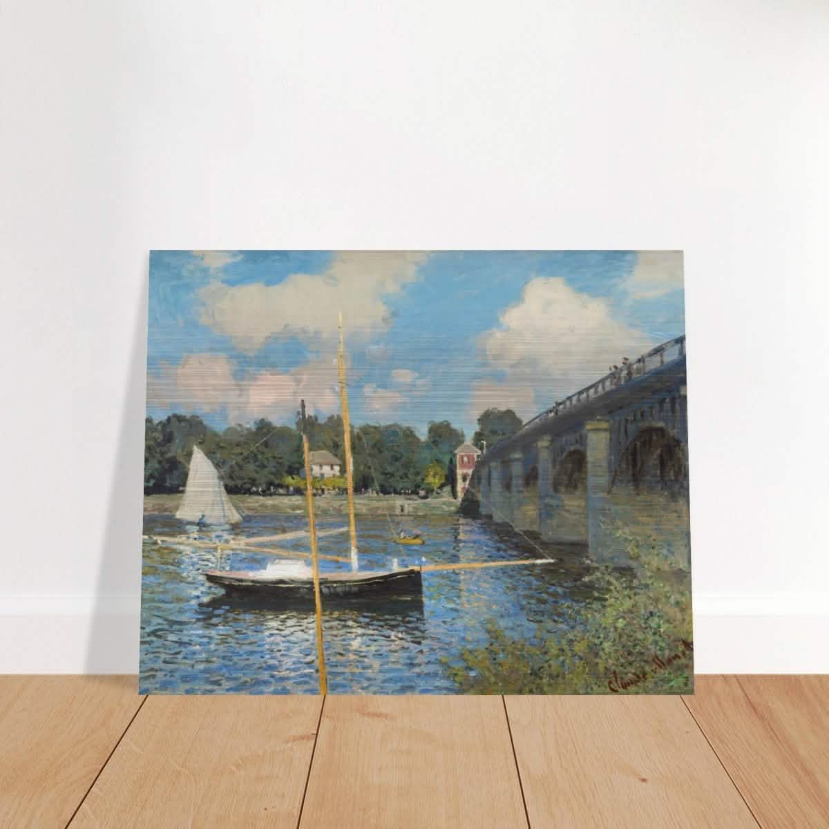 The Bridge at Argenteuil (1874) by Claude Monet | Wall Art Print - 40x50 cm / 16x20″ - Brushed Aluminum Print -