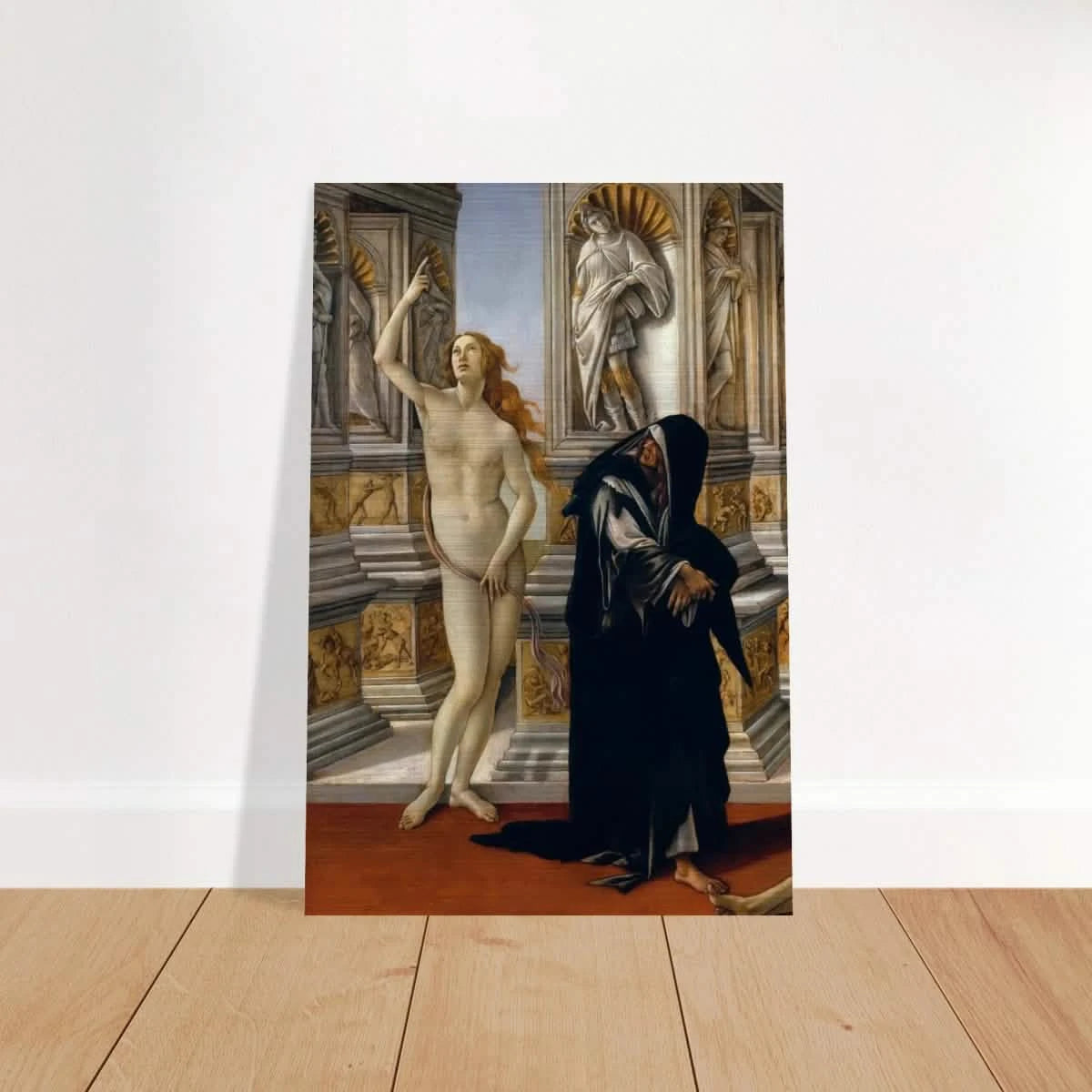 The Calumny of Apelles by Sandro Botticelli | Vintage art Wall art print - 30x45 cm / 12x18″ - Brushed Aluminum Print -