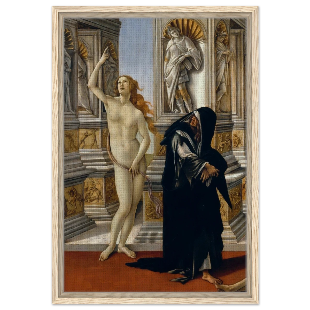 The Calumny of Apelles by Sandro Botticelli | Vintage art Wall art print - 40x60 cm / 16x24″ - Framed Canvas - Wood frame