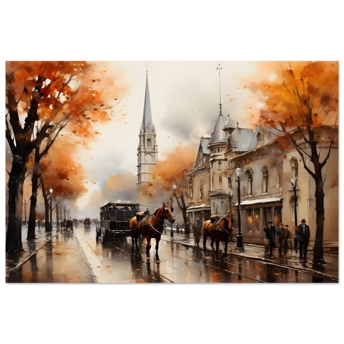 The Carriage and the Clocktower | Romantic Realism Art | wall art print - Canvas - 30x45 cm / 12x18″ -