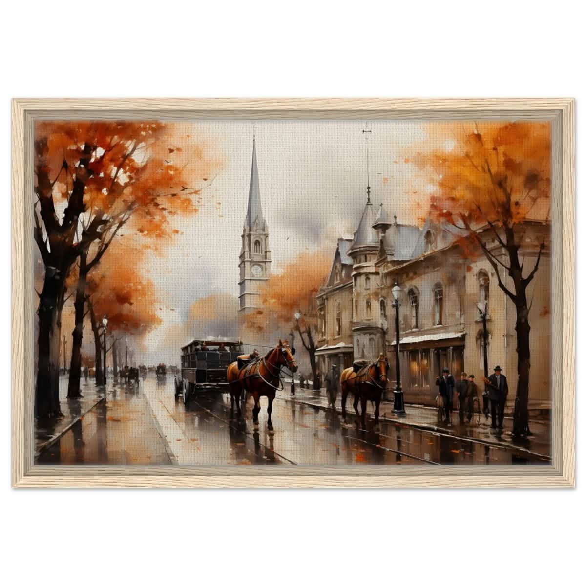 The Carriage and the Clocktower | Romantic Realism Art | wall art print - Framed Canvas - 40x60 cm / 16x24″ - Wood frame