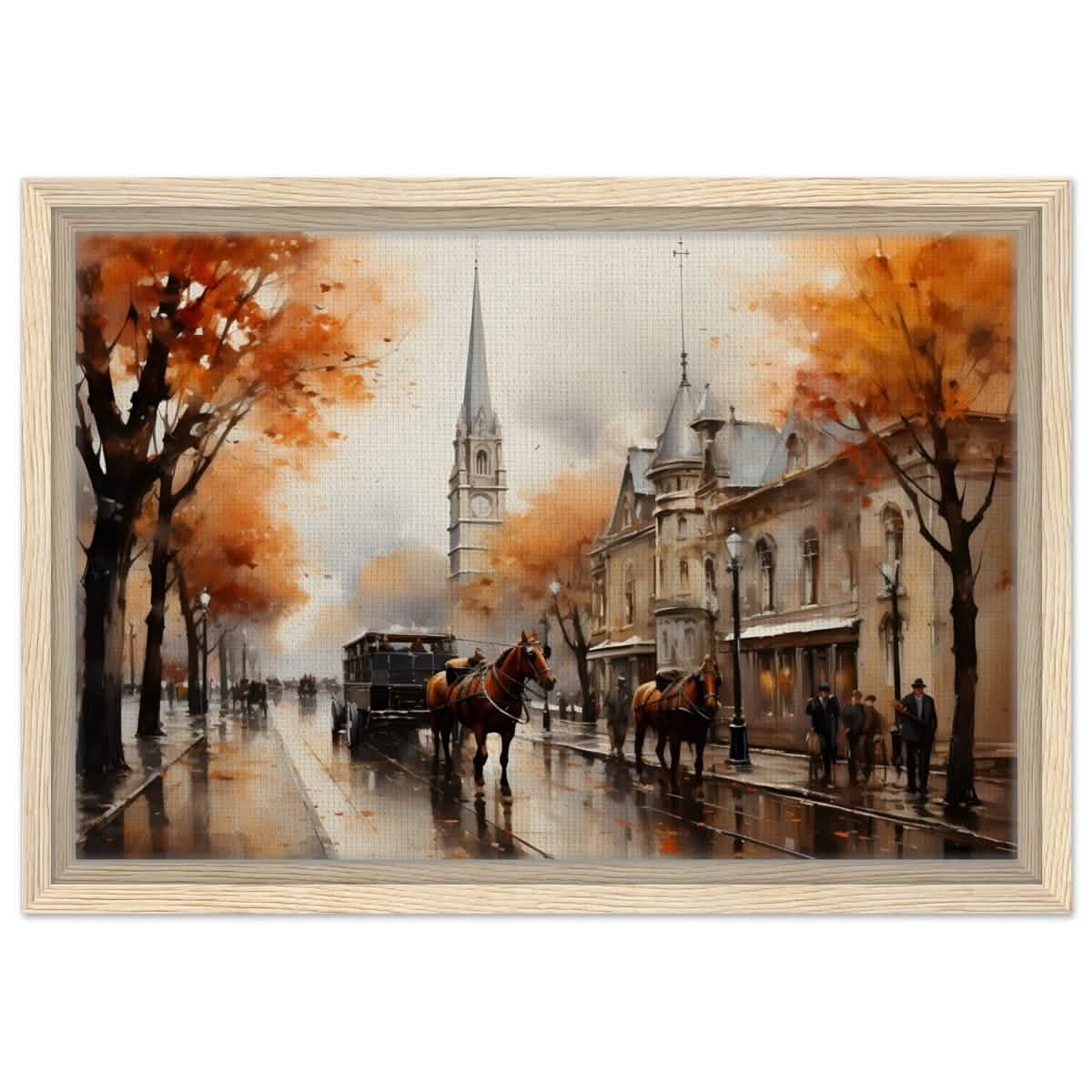 The Carriage and the Clocktower | Romantic Realism Art | wall art print - Framed Canvas - 30x45 cm / 12x18″ - Wood frame