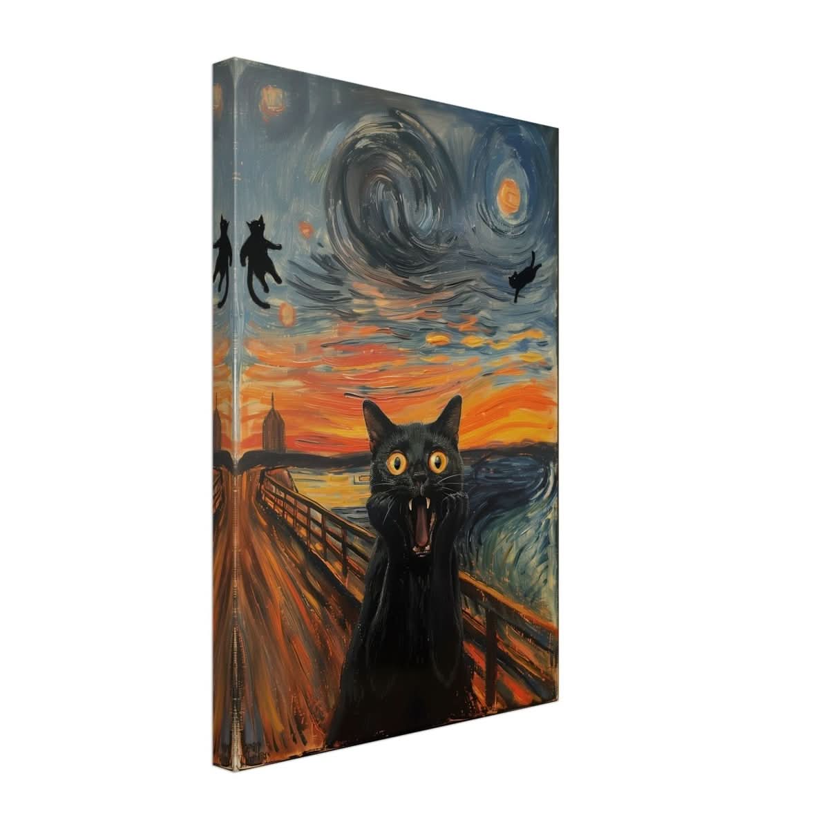 The Cat's Scream: A Whimsical Twist on Classic Art | wall art print - Canvas - 30x45 cm / 12x18″ -