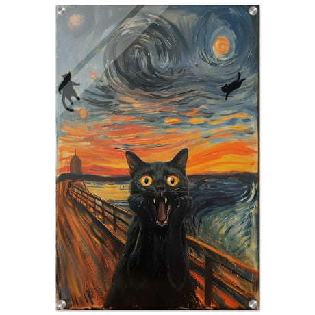 The Cat's Scream: A Whimsical Twist on Classic Art | wall art print - Acrylic Print - 50x75 cm / 20x30″ -
