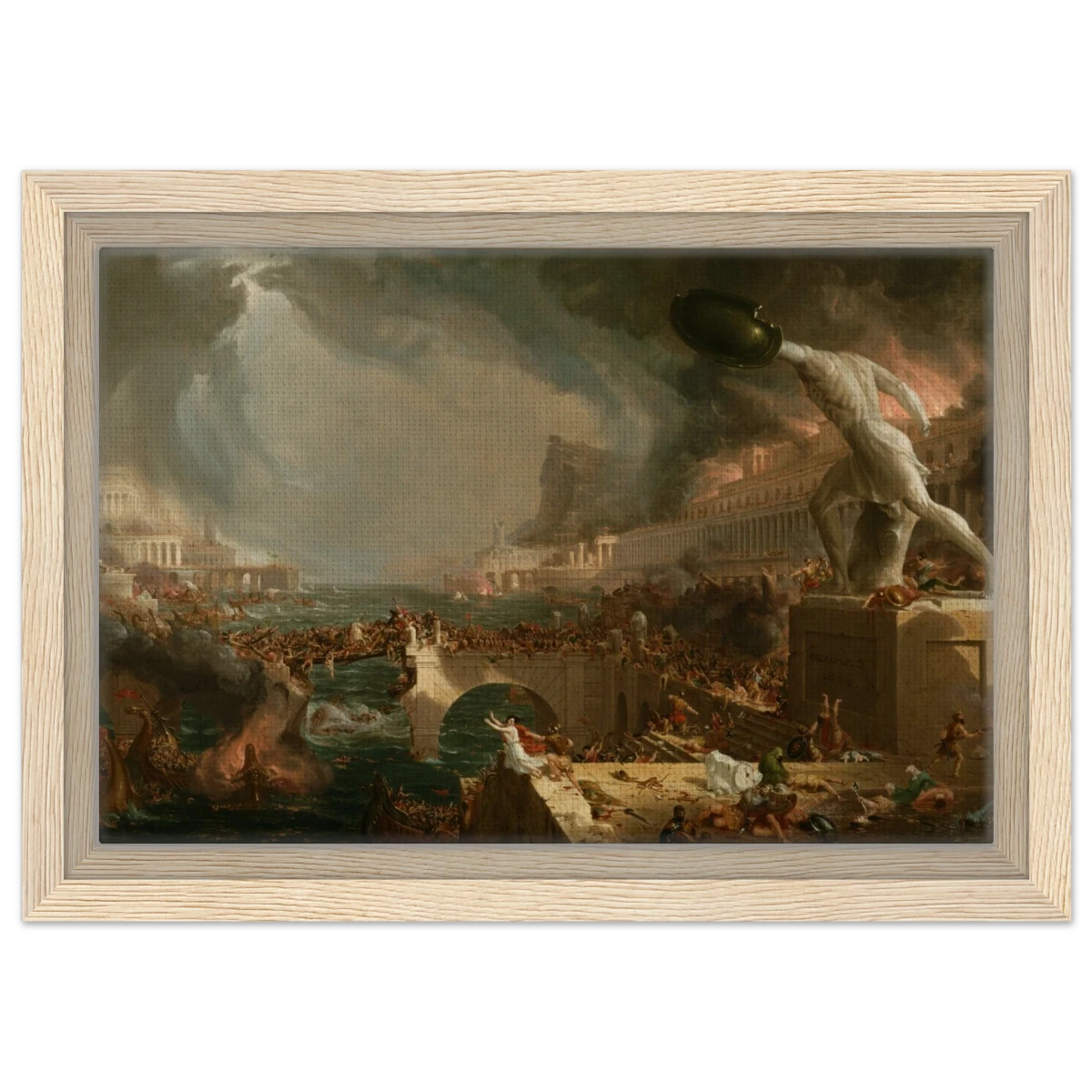 The Course of Empire – Destruction by Thomas Cole | Classic Historical Art Print - Framed Canvas - 20x30 cm / 8x12″ - Wood frame