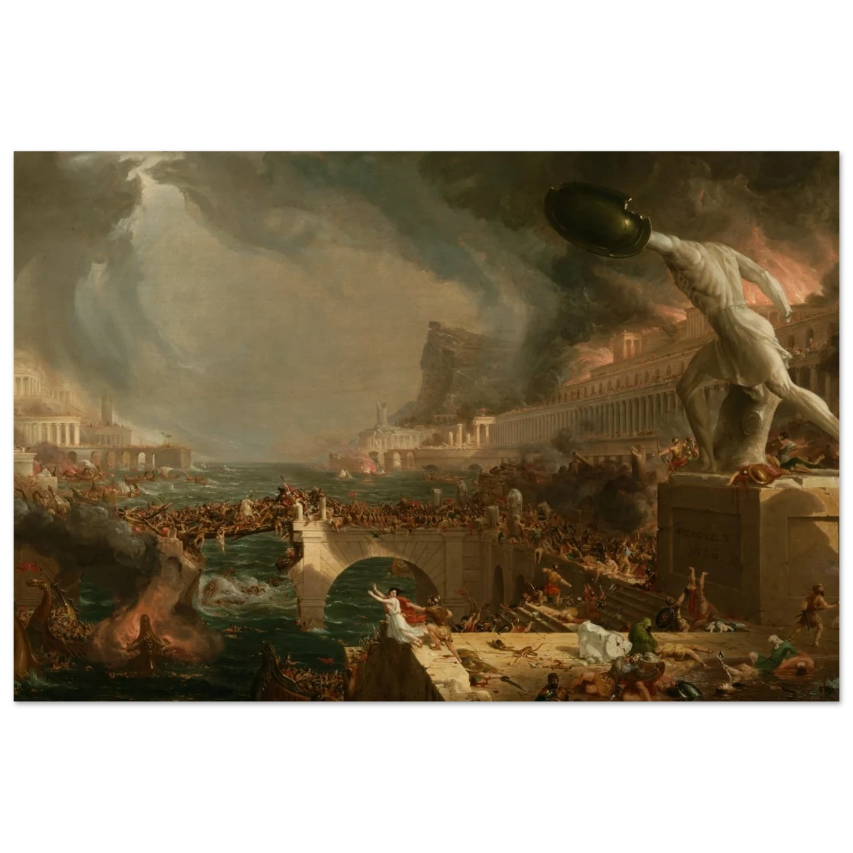 The Course of Empire – Destruction by Thomas Cole | Classic Historical Art Print - Wood Prints - 20x30 cm / 8x12″ -