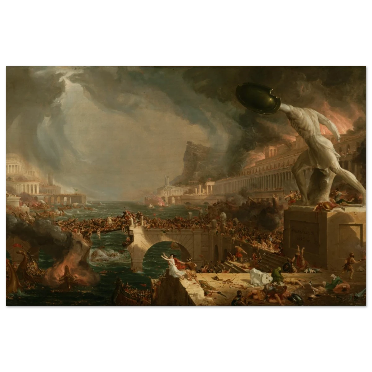 The Course of Empire – Destruction by Thomas Cole | Classic Historical Art Print - Wood Prints - 60x90 cm / 24x36″ -