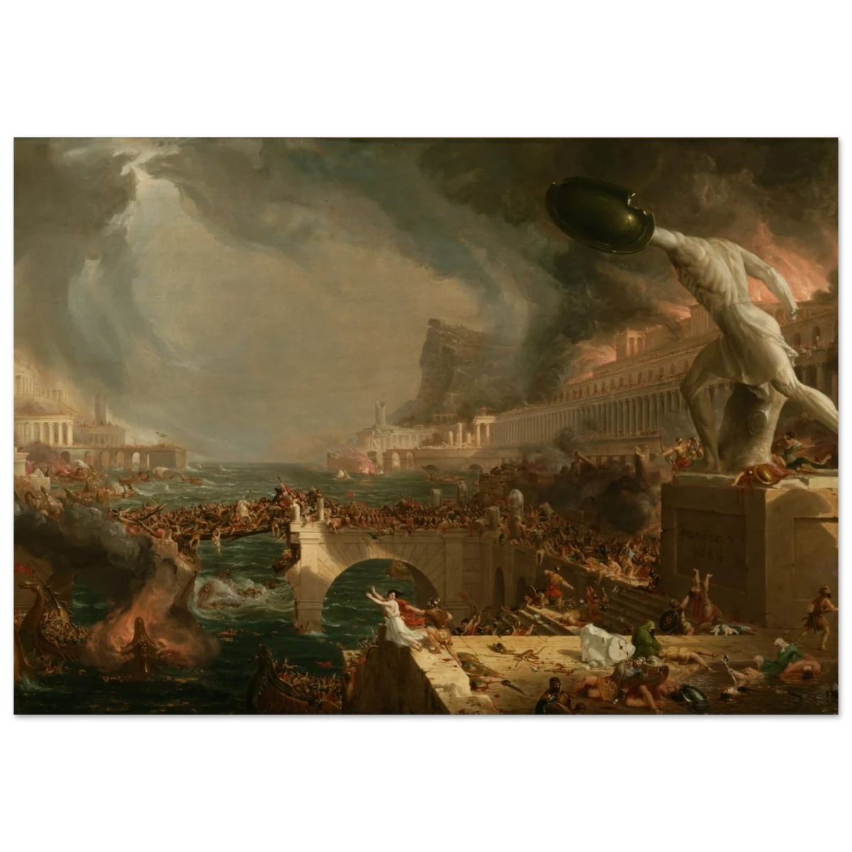 The Course of Empire – Destruction by Thomas Cole | Classic Historical Art Print - Wood Prints - 70x100 cm / 28x40″ -