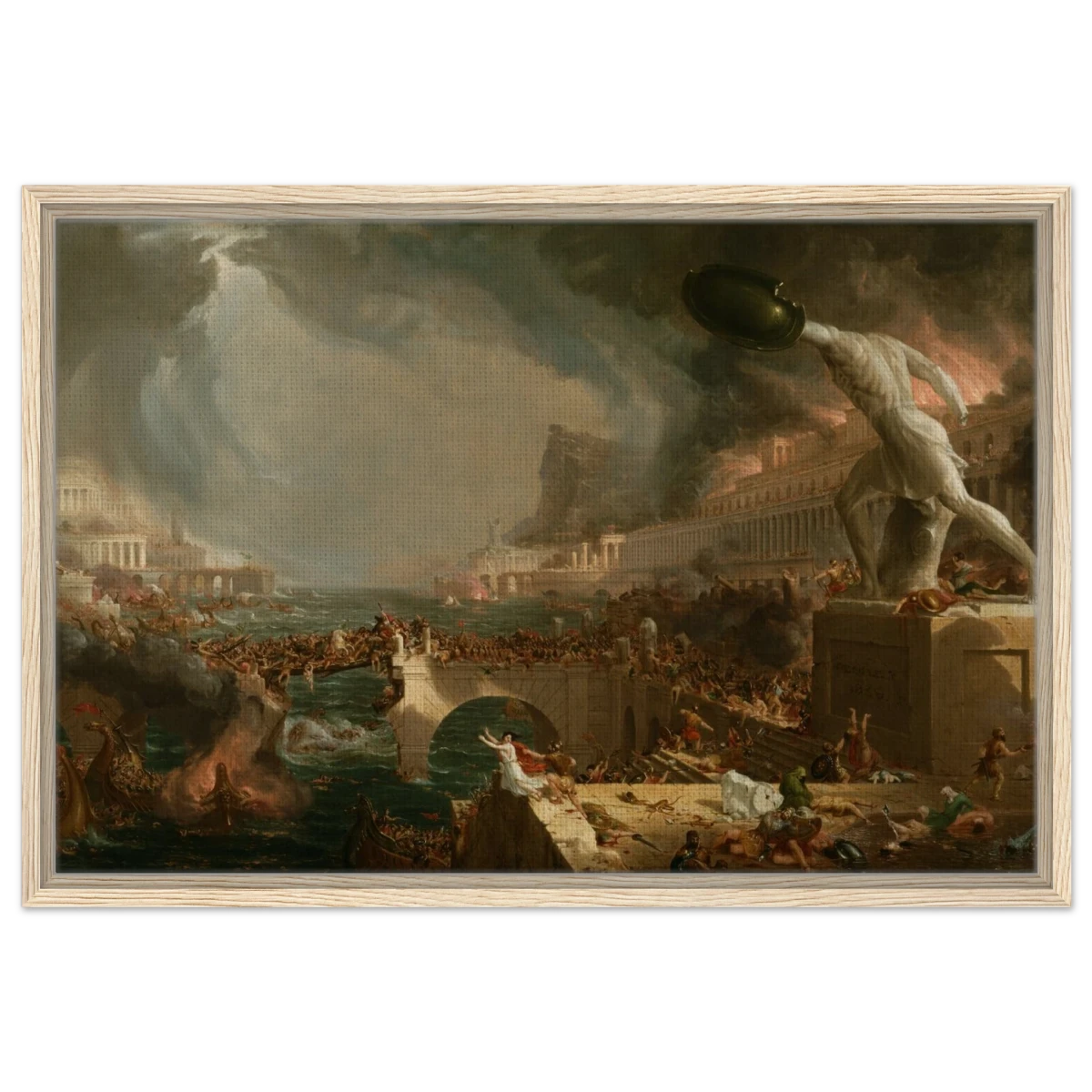 The Course of Empire – Destruction by Thomas Cole | Classic Historical Art Print - Framed Canvas - 50x75 cm / 20x30″ - Wood frame
