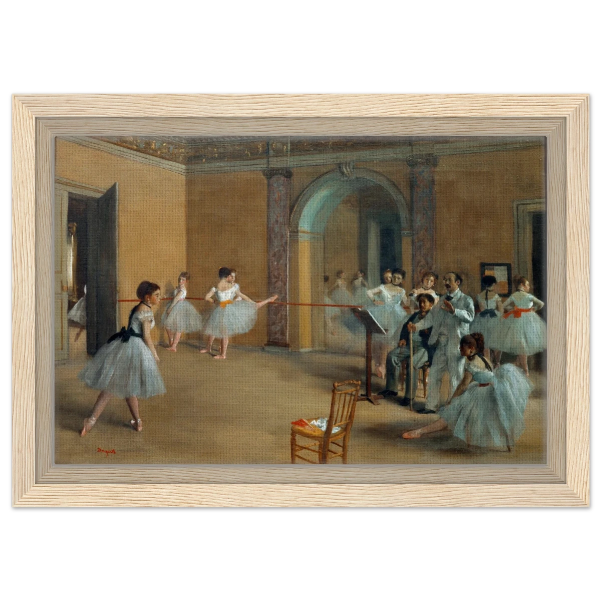 The Dance Foyer at The Opera, 1872 – Edgar Degas Wall Art Print - Framed Canvas - 20x30 cm / 8x12″ - Wood frame