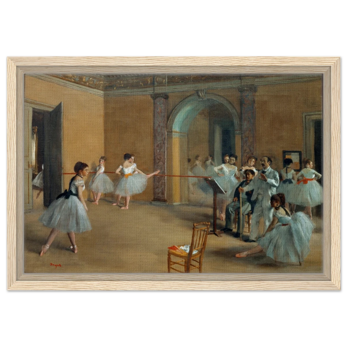 The Dance Foyer at The Opera, 1872 – Edgar Degas Wall Art Print - Framed Canvas - 30x45 cm / 12x18″ - Wood frame