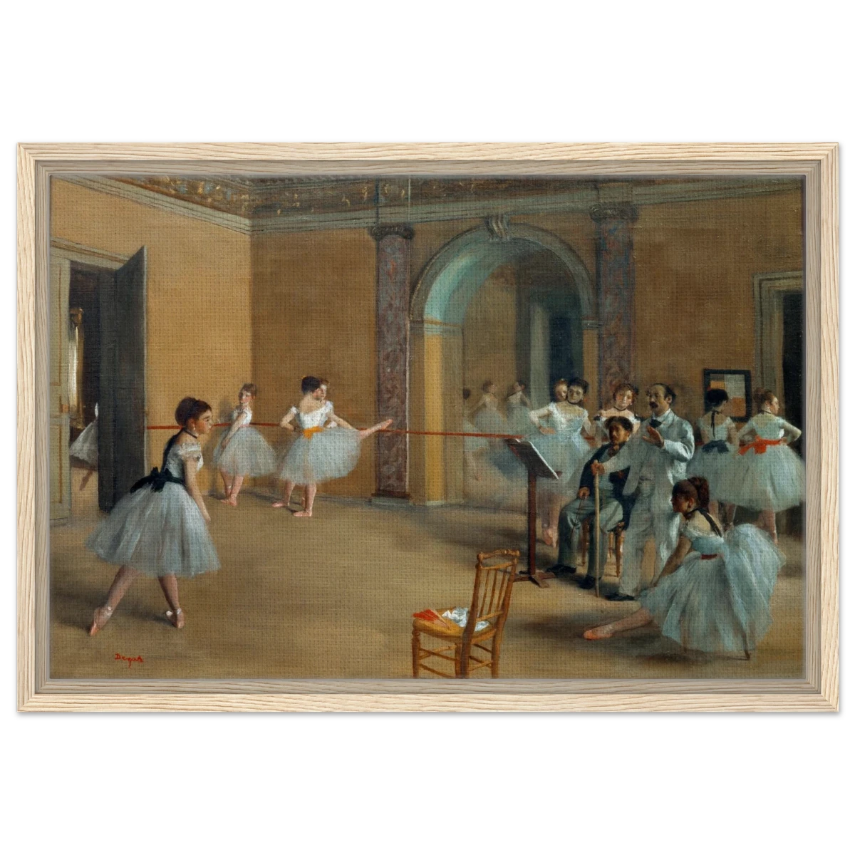 The Dance Foyer at The Opera, 1872 – Edgar Degas Wall Art Print - Framed Canvas - 40x60 cm / 16x24″ - Wood frame