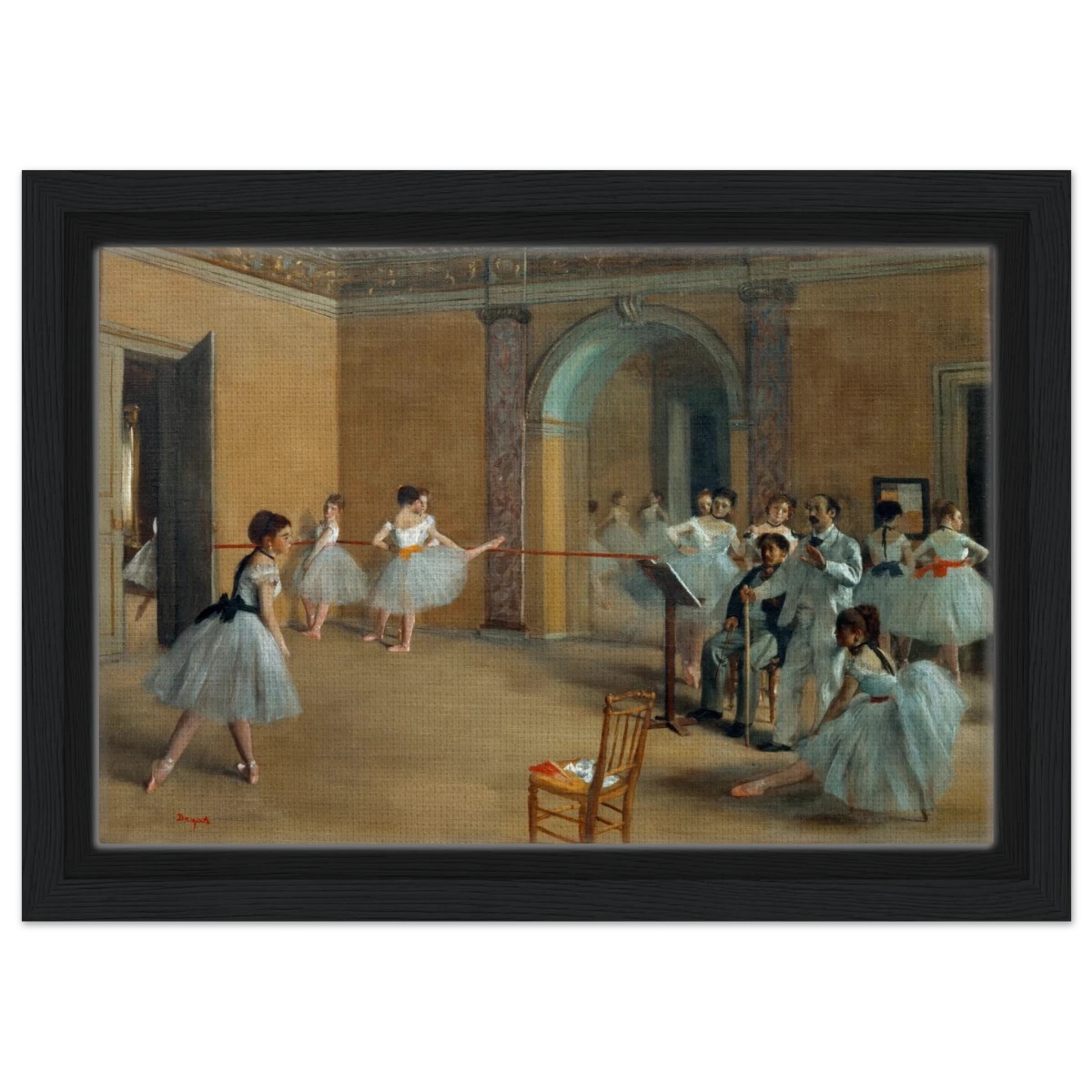 The Dance Foyer at The Opera, 1872 – Edgar Degas Wall Art Print - Framed Canvas - 20x30 cm / 8x12″ - Black frame
