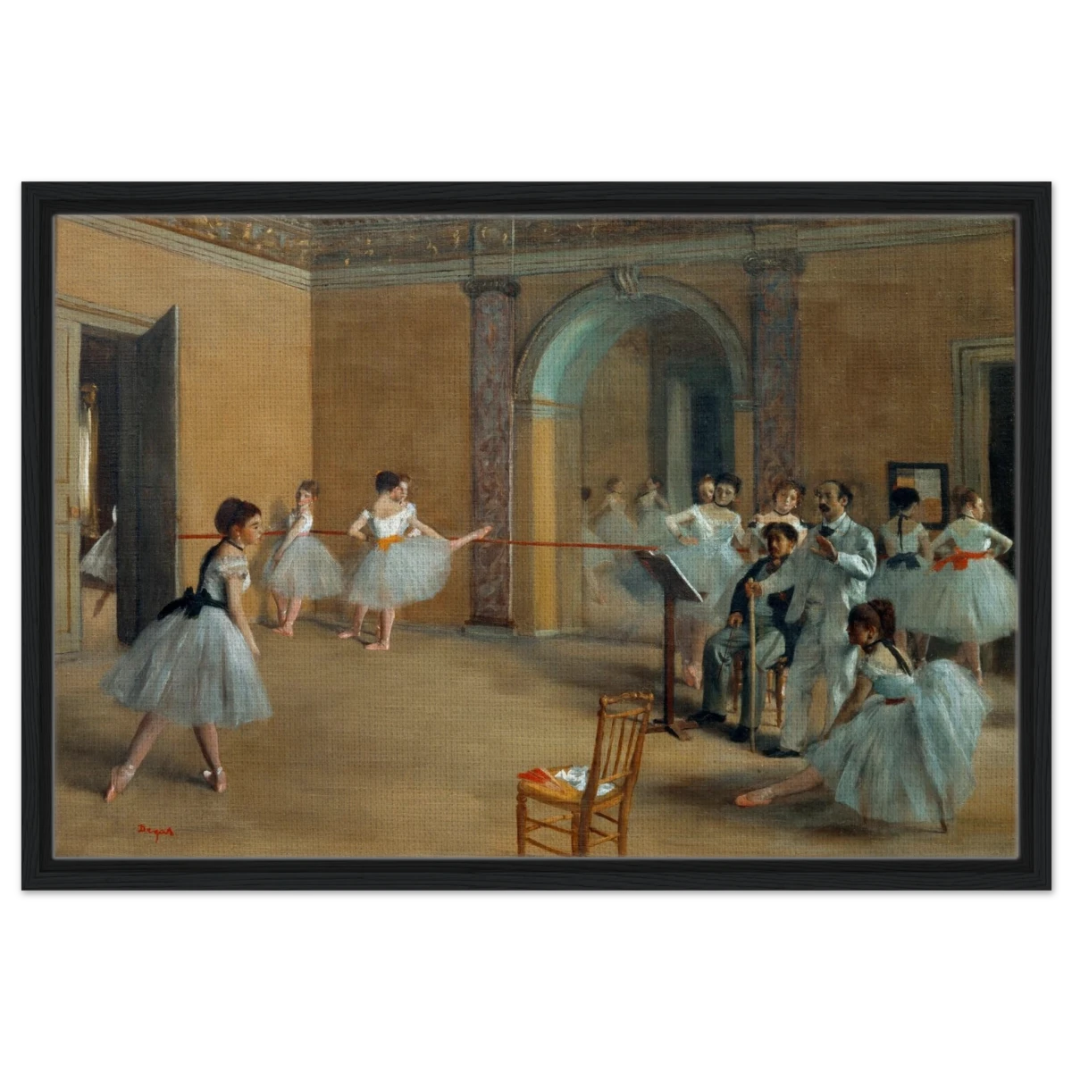The Dance Foyer at The Opera, 1872 – Edgar Degas Wall Art Print - Framed Canvas - 50x75 cm / 20x30″ - Black frame
