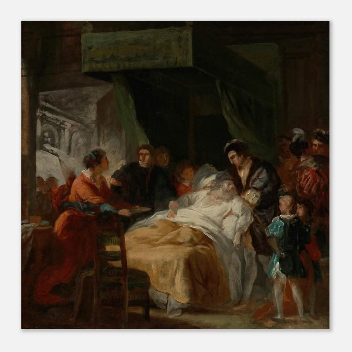 The Death of Leonardo da Vinci in the Arms of François by François - Guillaume Ménageot | Vintage wall art print - Aluminum Print - 40x40 cm / 16x16″ -