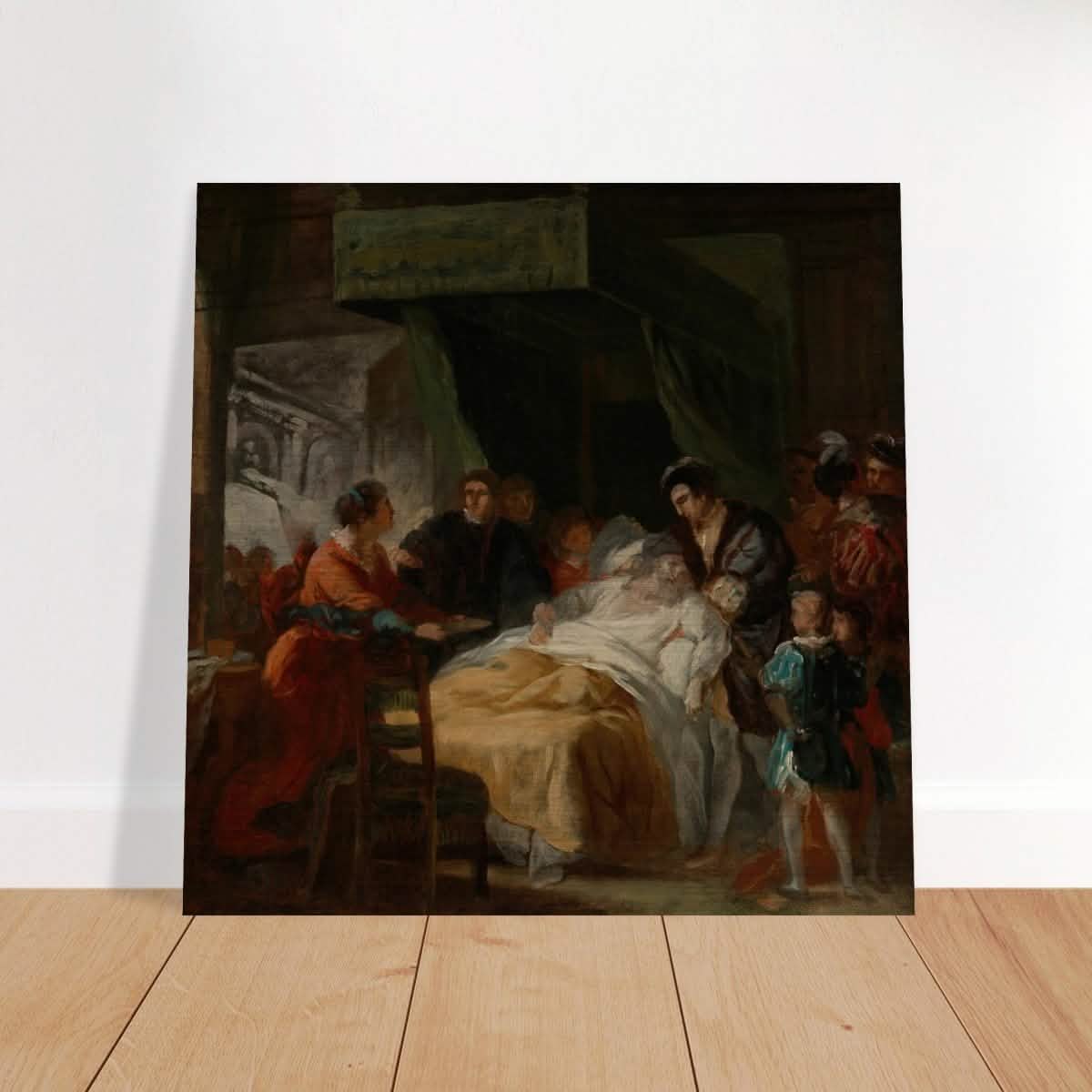 The Death of Leonardo da Vinci in the Arms of François by François - Guillaume Ménageot | Vintage wall art print - Brushed Aluminum Print - 50x50 cm / 20x20″ -