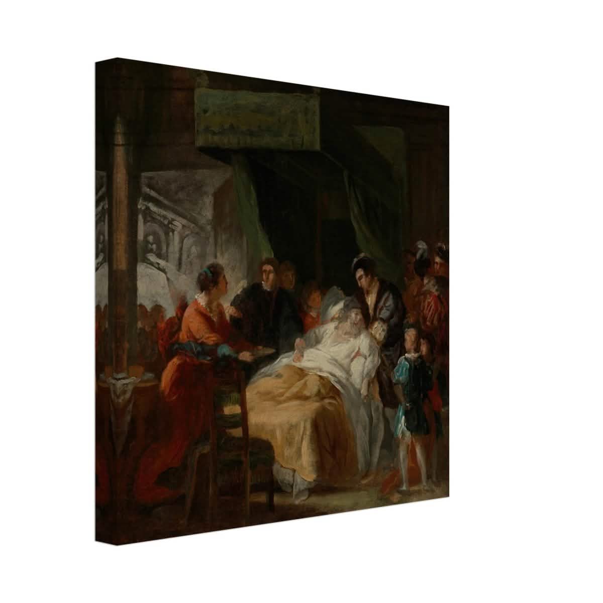 The Death of Leonardo da Vinci in the Arms of François by François - Guillaume Ménageot | Vintage wall art print - Canvas - 30x30 cm / 12x12″ -