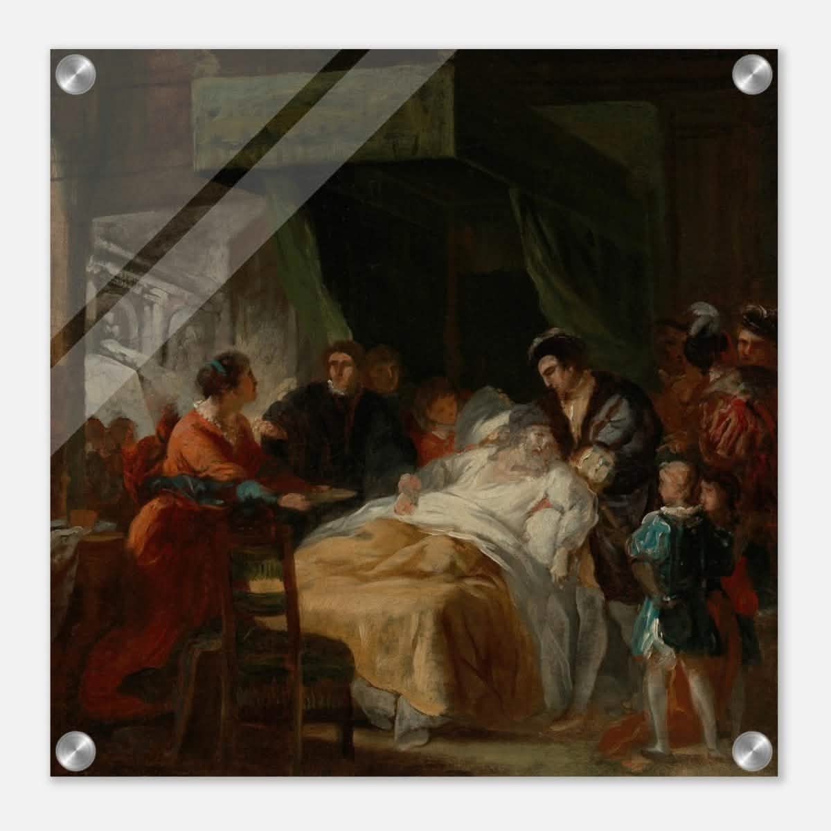 The Death of Leonardo da Vinci in the Arms of François by François - Guillaume Ménageot | Vintage wall art print - Acrylic Print - 40x40 cm / 16x16″ -