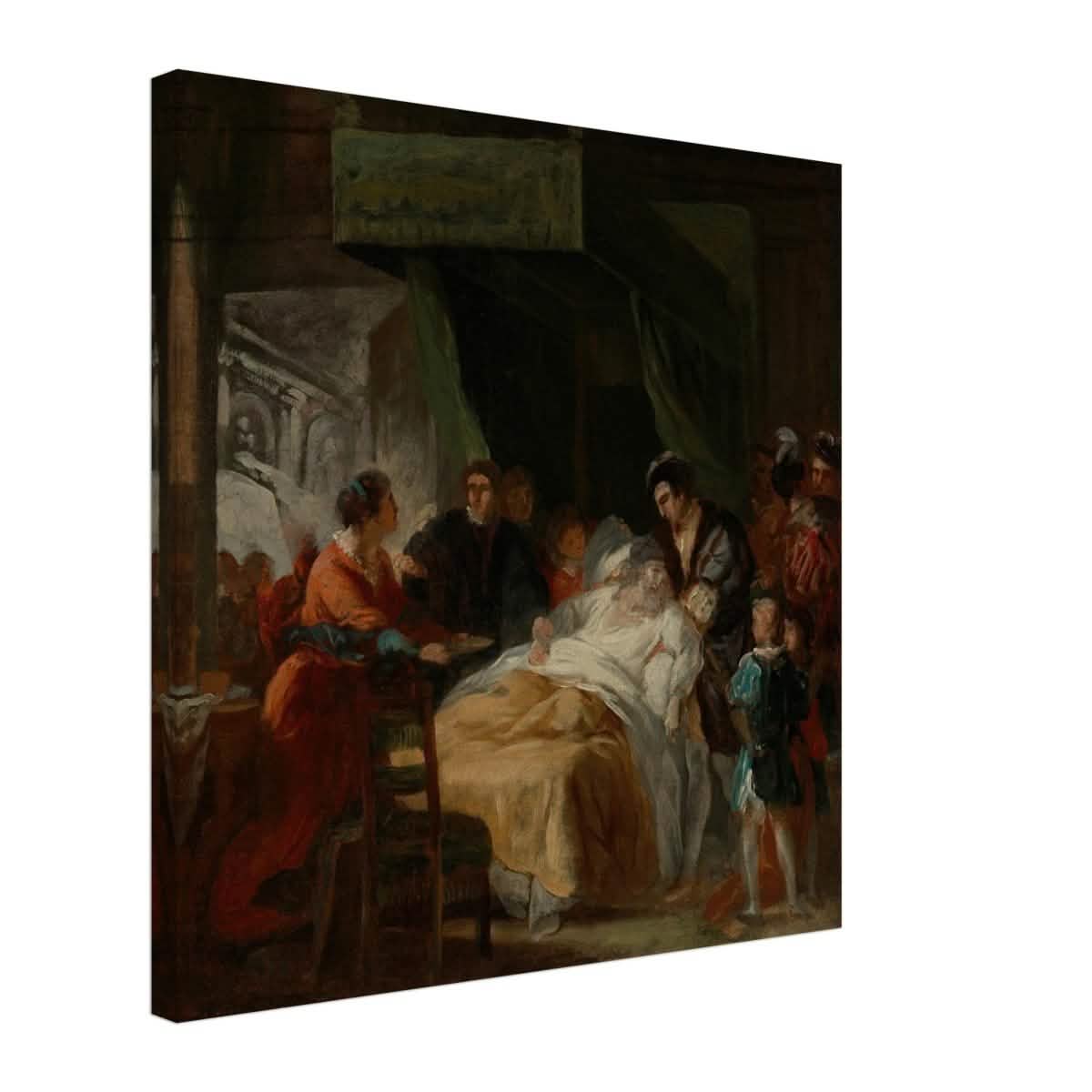 The Death of Leonardo da Vinci in the Arms of François by François - Guillaume Ménageot | Vintage wall art print - Canvas - 50x50 cm / 20x20″ -