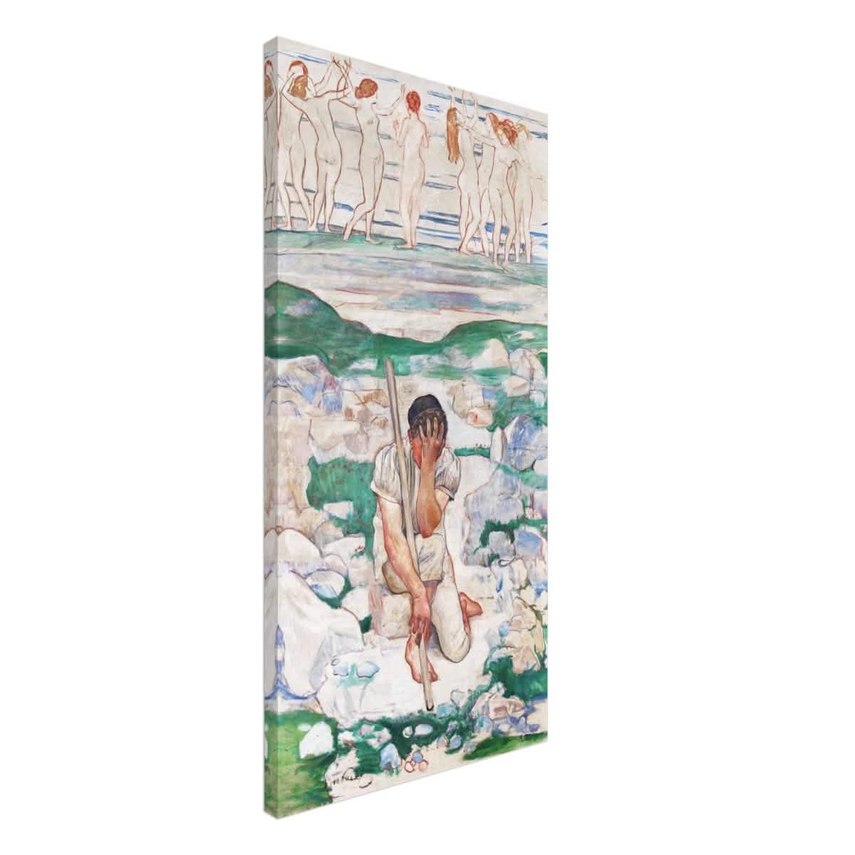 The Dream of the Shepherd Painting by Ferdinand Hodler | Wall art print - 40x80 cm / 16x32″ -