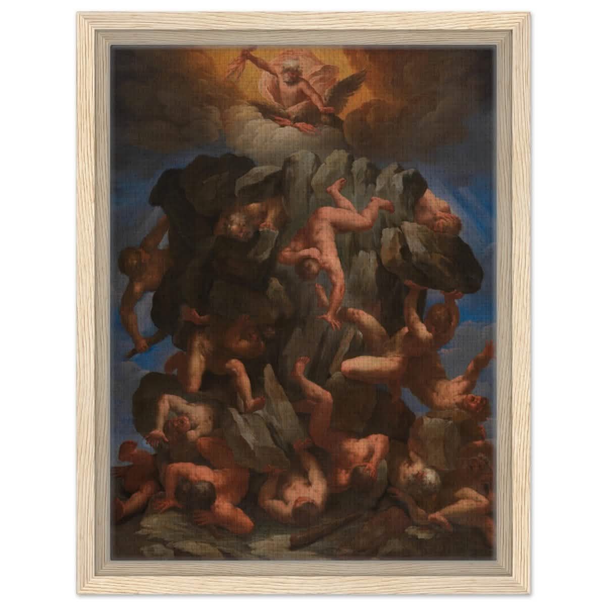 The Fall of the Giants by Guido Reni | Vintage wall art print - Framed Canvas - 30x40 cm / 12x16″ - Wood frame