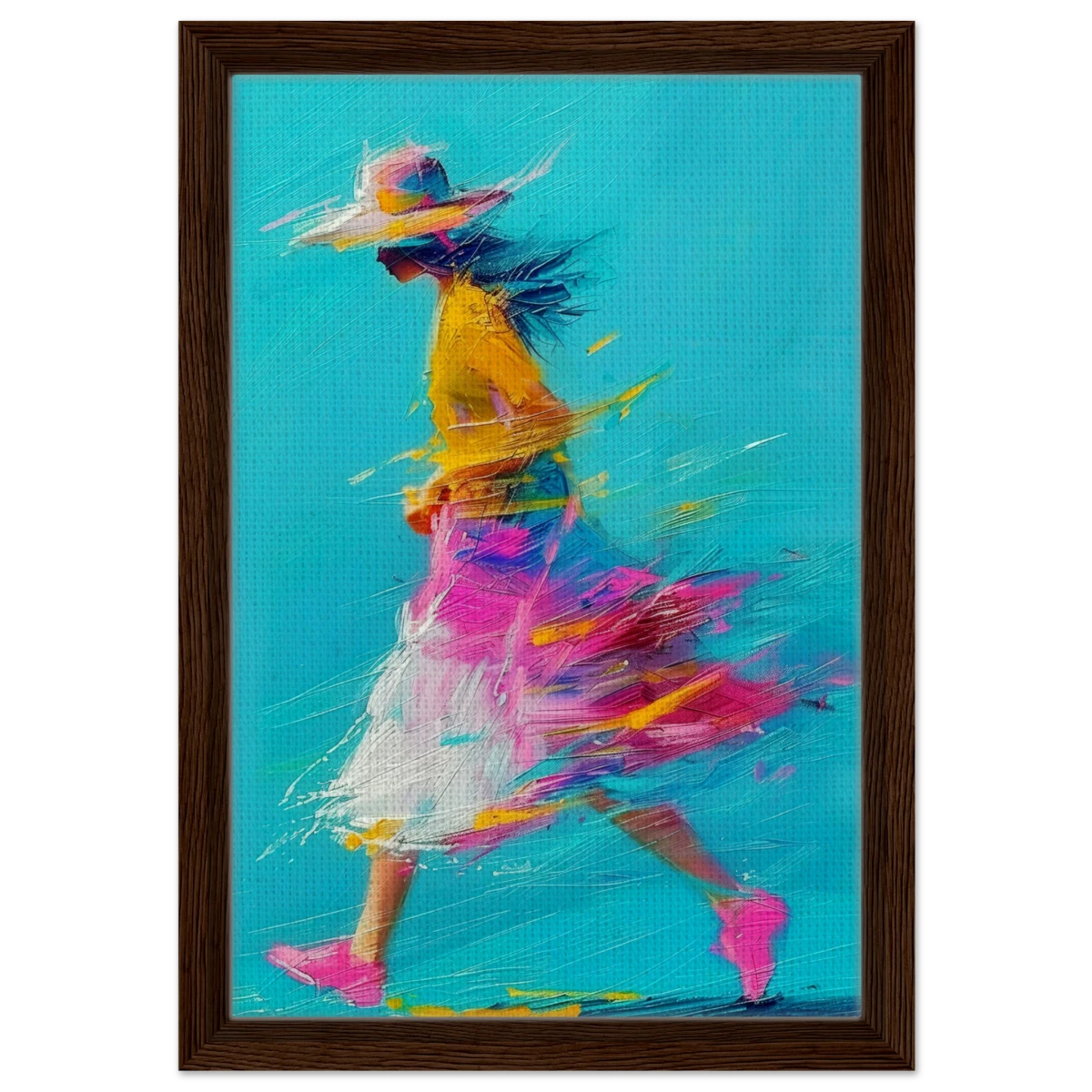 The Flow of Freedom | Abstract Expressionism & Modern Impressionism - 30x45 cm / 12x18″ - Framed Canvas - Dark wood frame