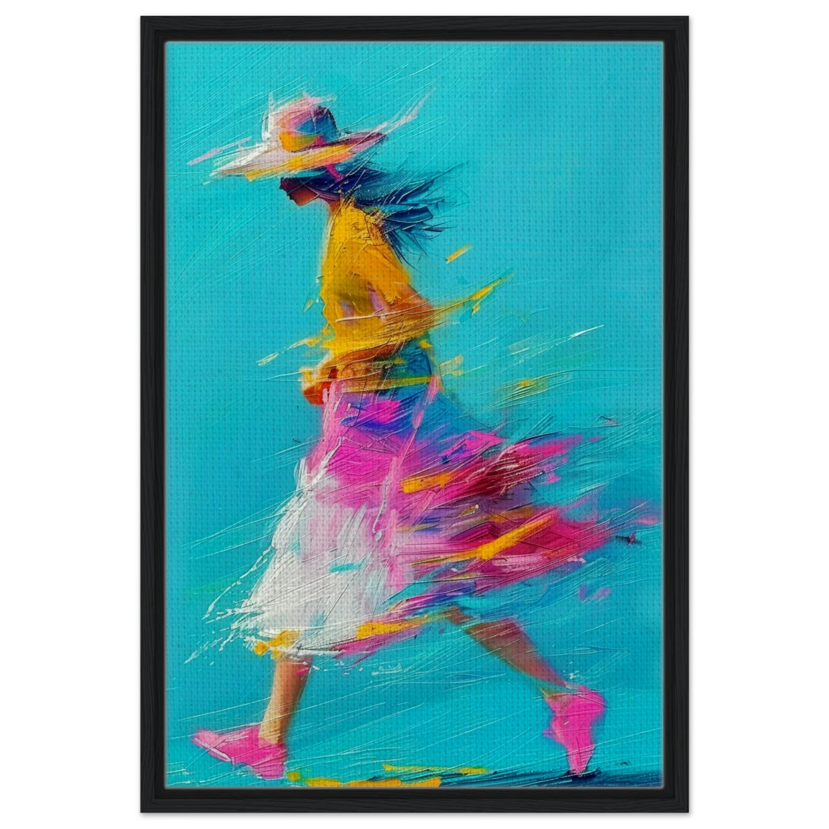 The Flow of Freedom | Abstract Expressionism & Modern Impressionism - 50x75 cm / 20x30″ - Framed Canvas - Black frame